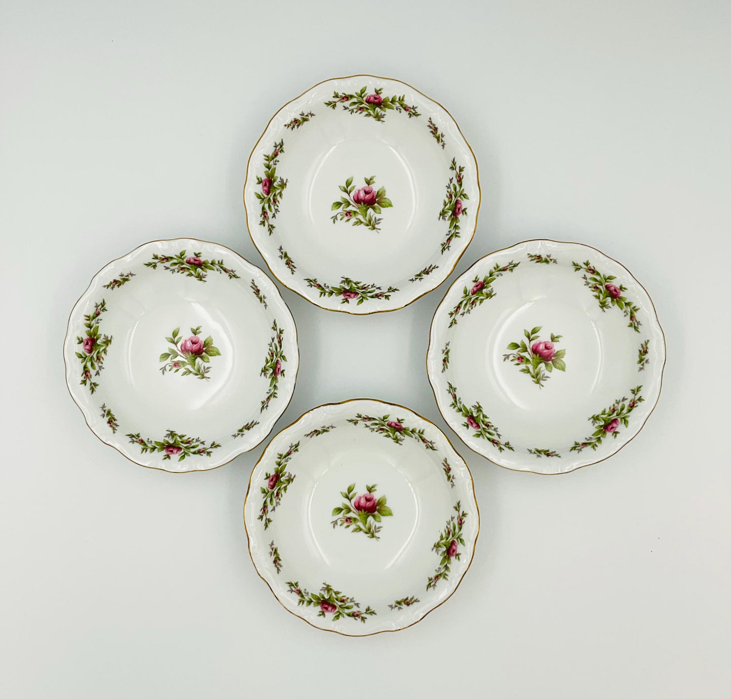 Vintage Johann Haviland Moss Rose Fine China Berry Bowls