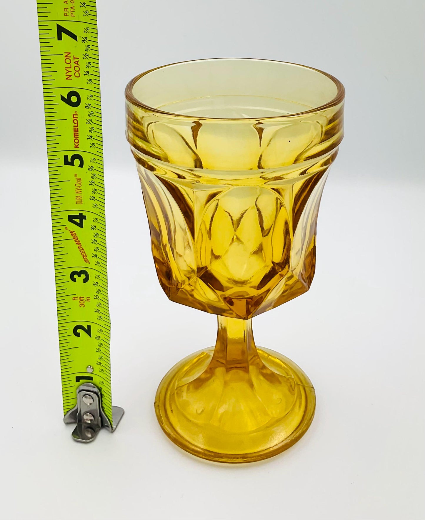 Vintage Anchor Hocking Fairfield Amber Footed Goblet