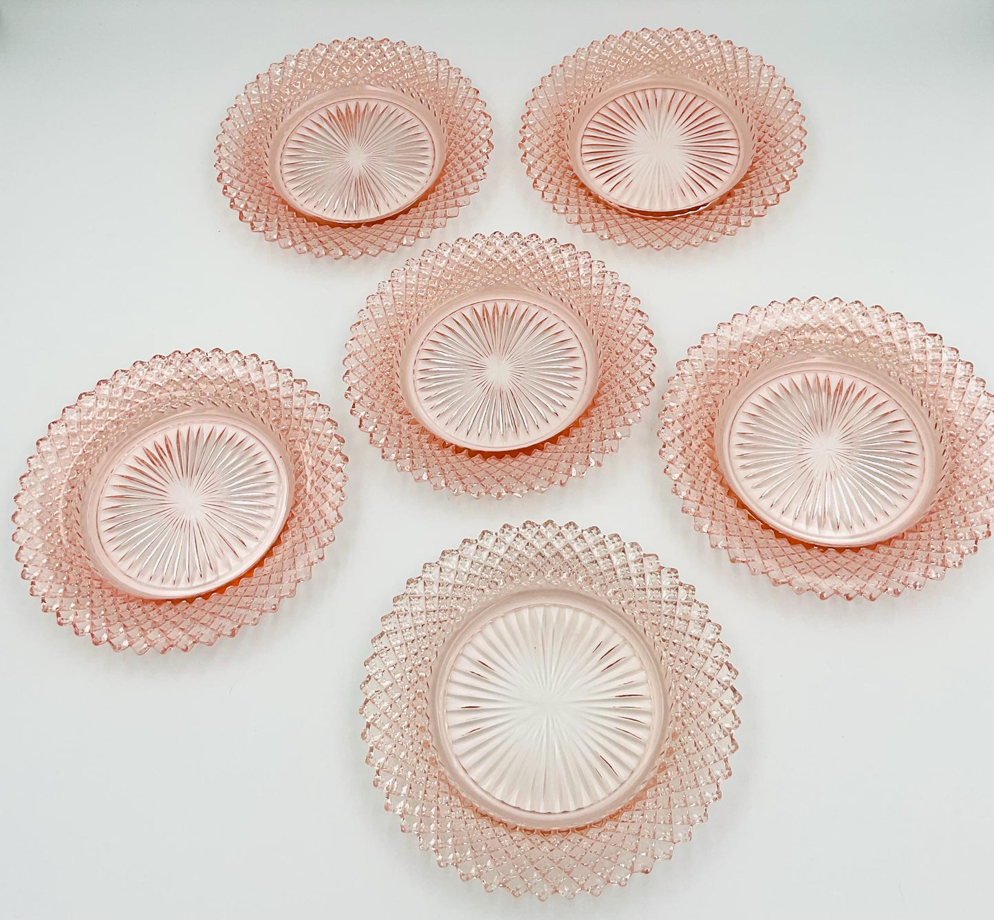 Vintage Anchor Hocking Miss American Pink Bread Plates