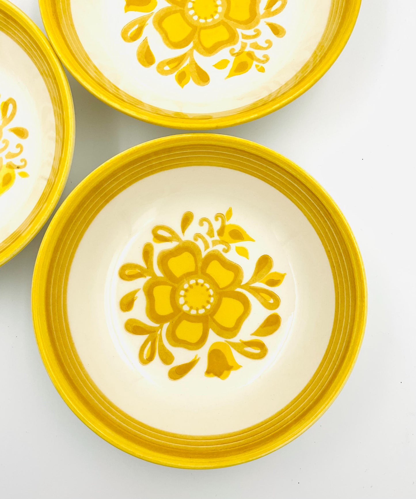 Set of 3 Vintage Royal China Ironstone Small Bowls in the Damsel Pattern.