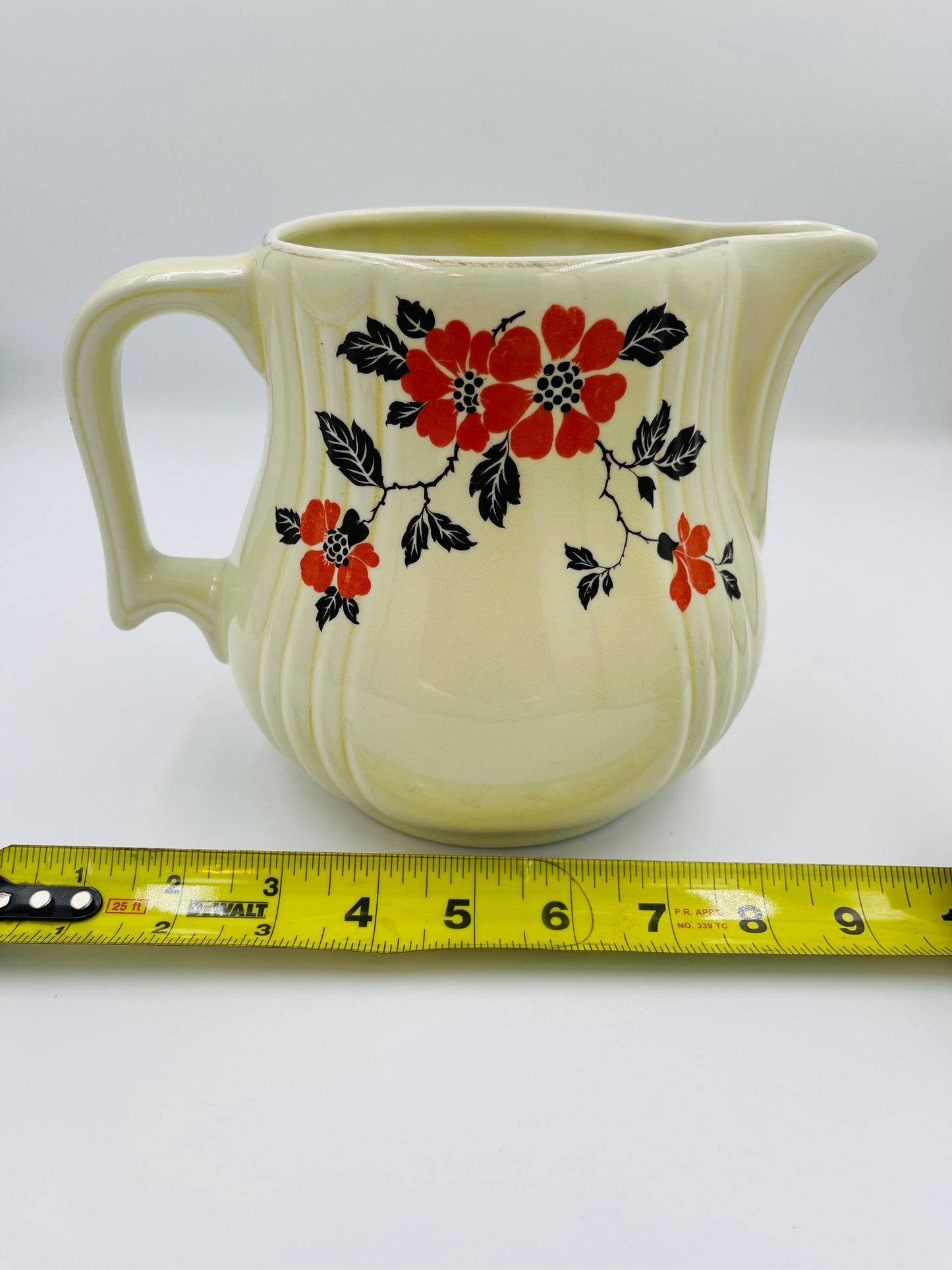 Vintage Hall’s Superior Quality Kitchenware Red Poppy Pattern Pitcher