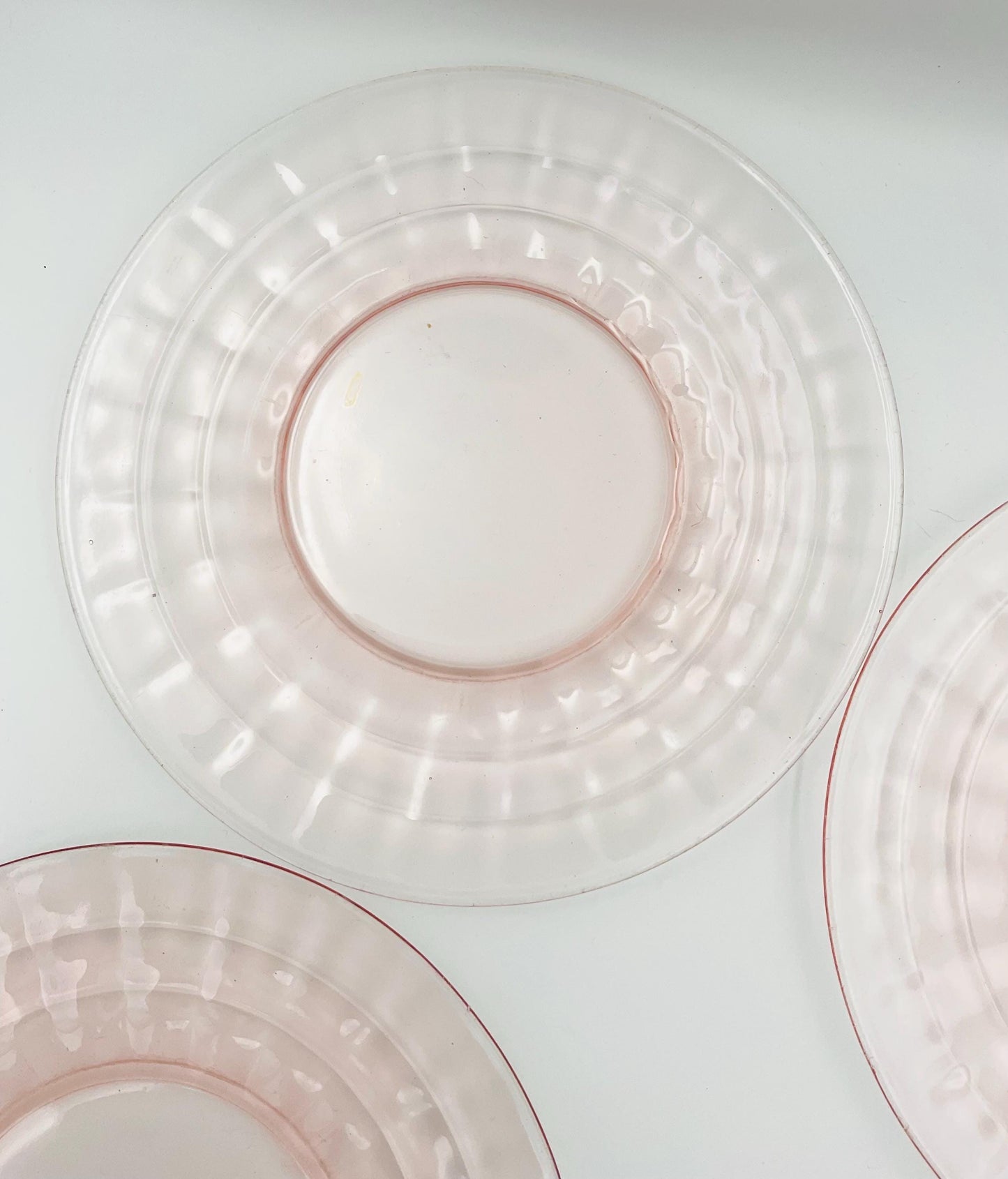 Vintage Anchor Hocking Pink Depression Glass, Block Optic Pattern Salad Plate