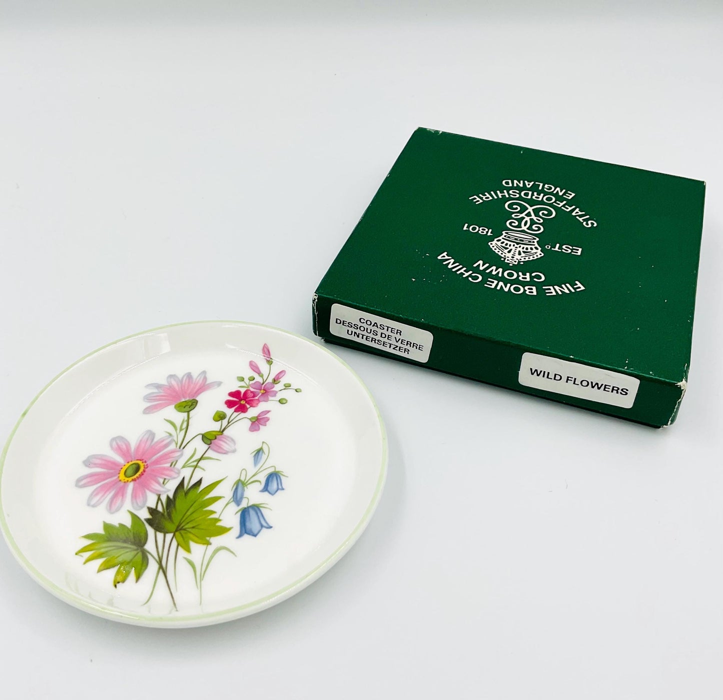 Fine Bone China Crown Staffordshire Wild Flowers Coaster/Trinket Dish