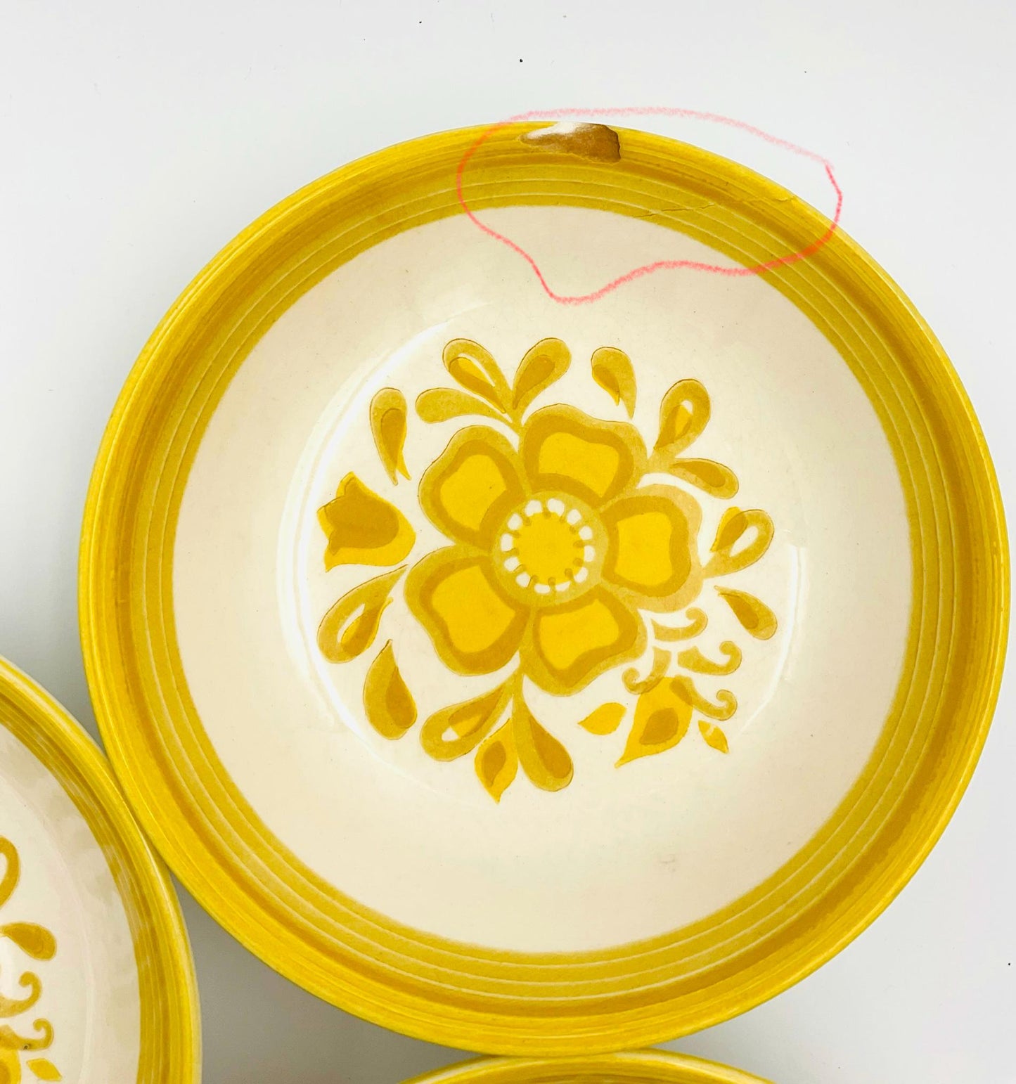 Set of 3 Vintage Royal China Ironstone Small Bowls in the Damsel Pattern.