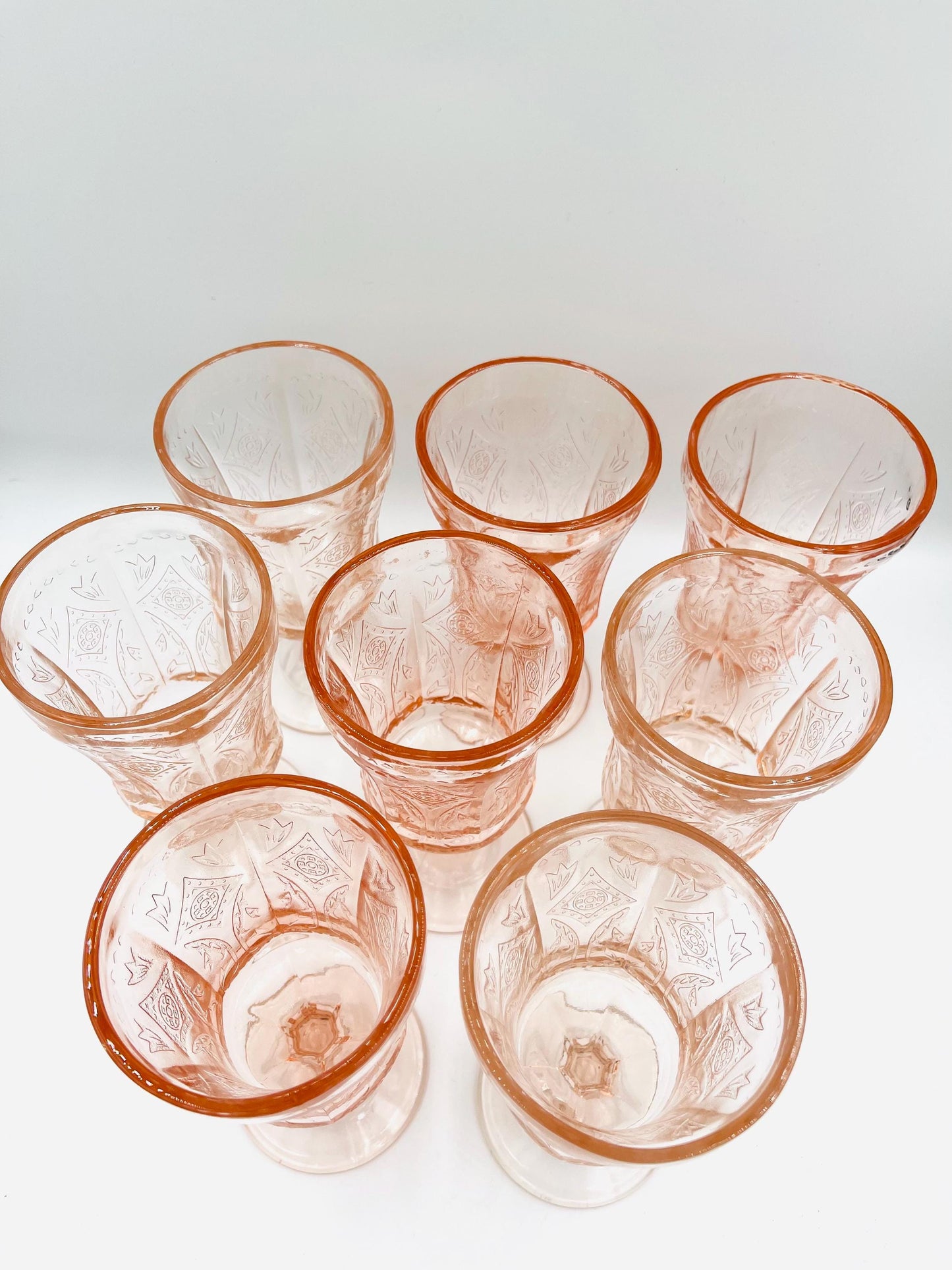 Vintage Indiana Glass Federal Recollection Pink Madrid Goblets