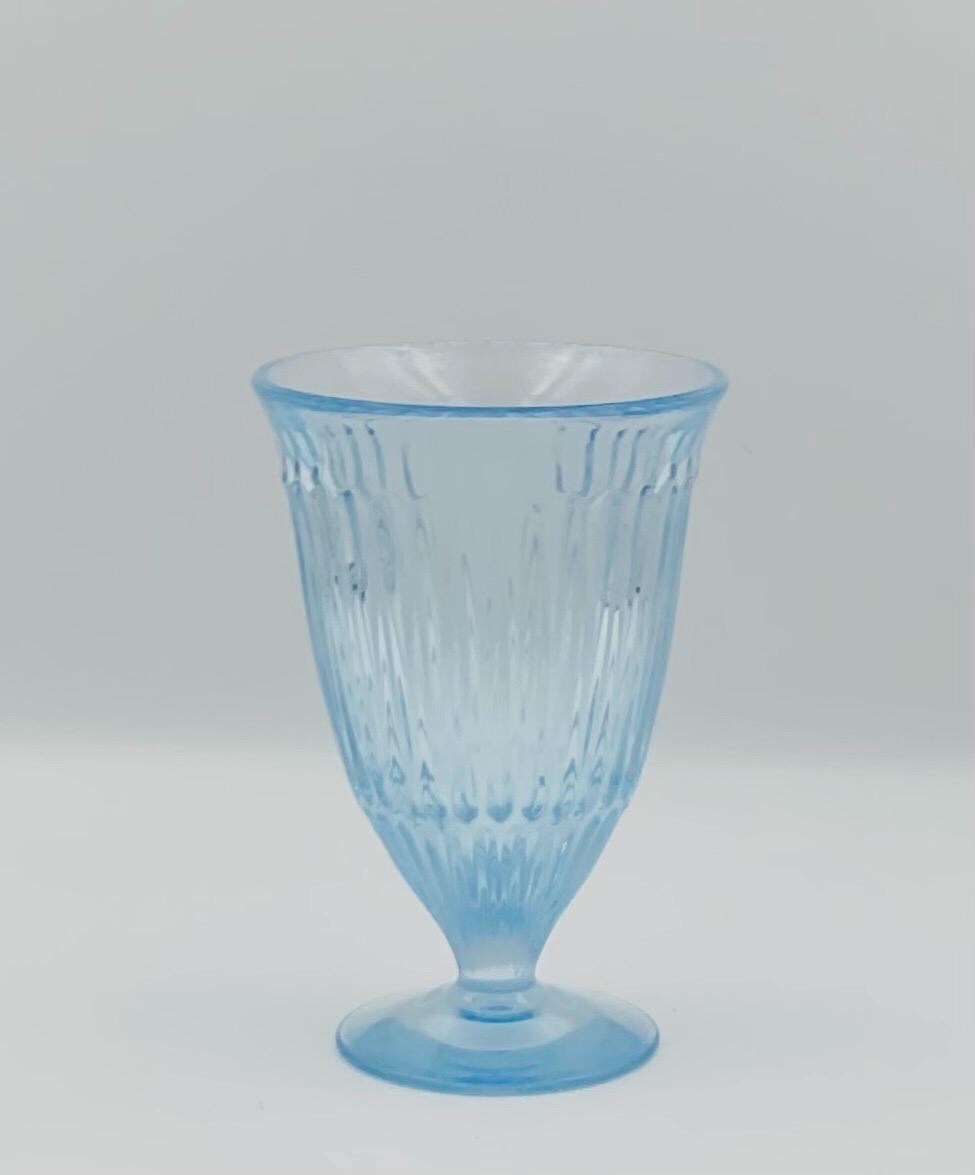 Vintage Light Blue Ribbed Goblets