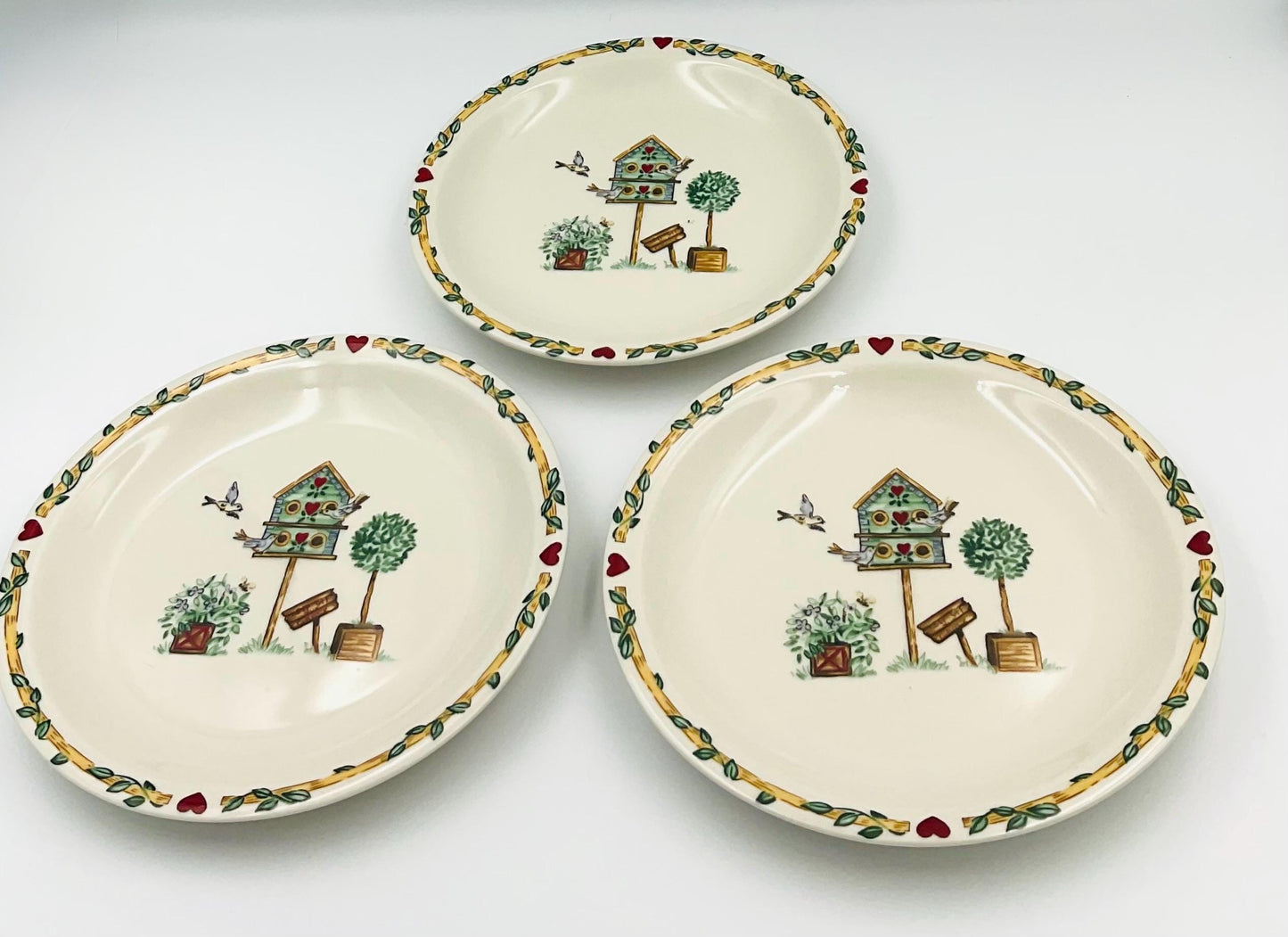 Vintage Thomson Pottery Birdhouse Salad Plates