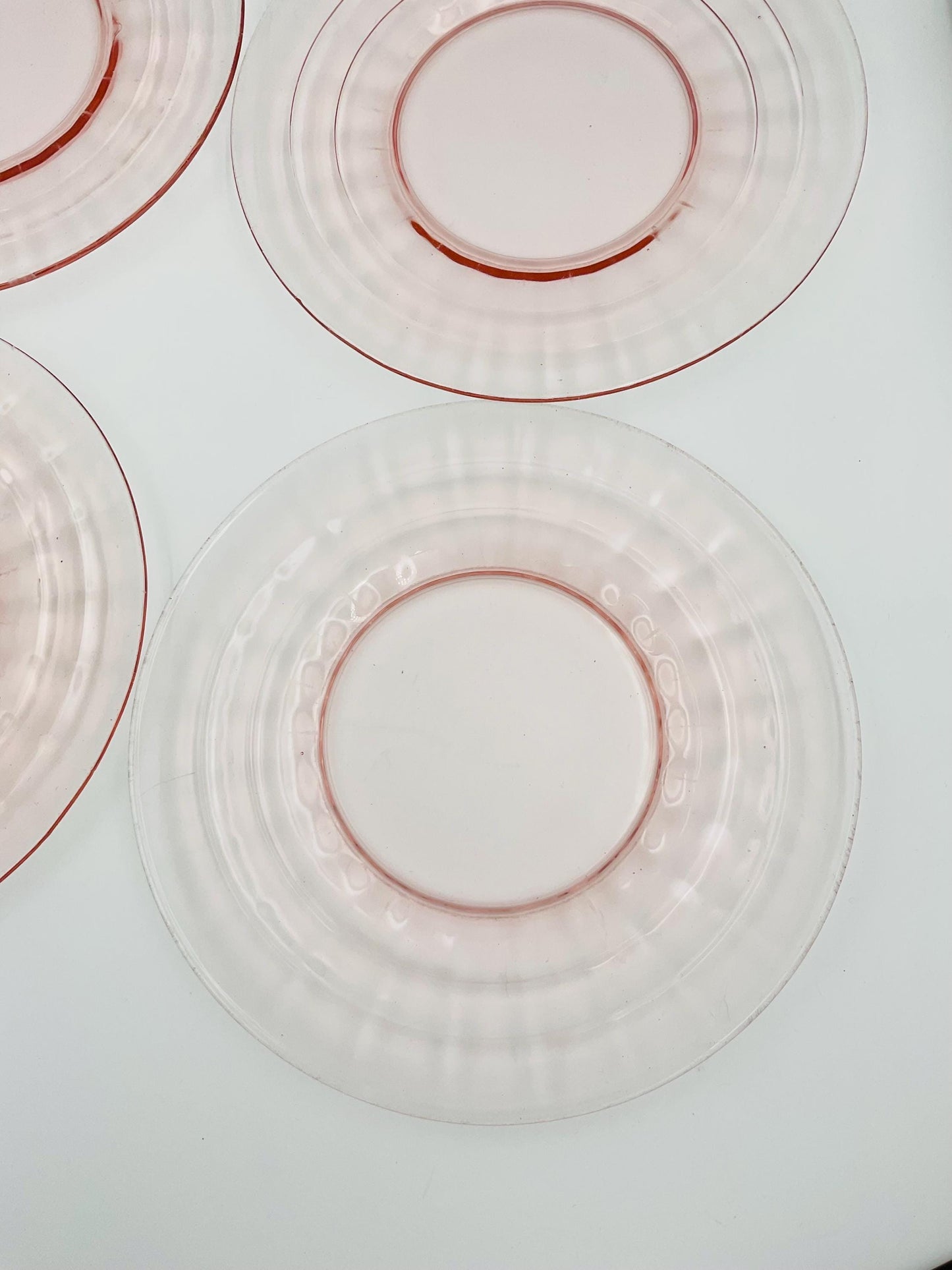 Vintage Anchor Hocking Pink Depression Glass, Block Optic Pattern Salad Plate