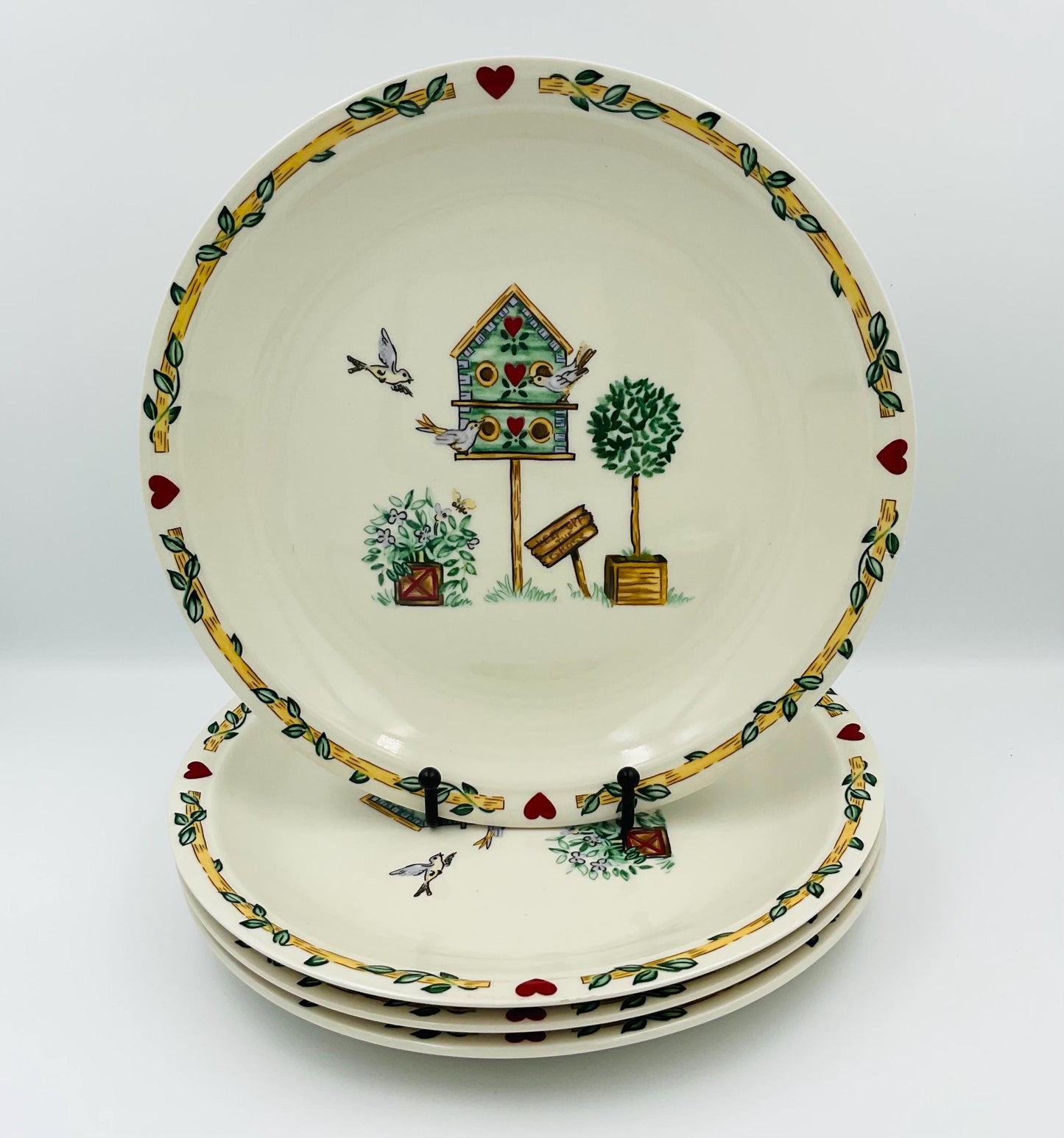 Vintage Thomson Pottery Birdhouse Dinner Plates