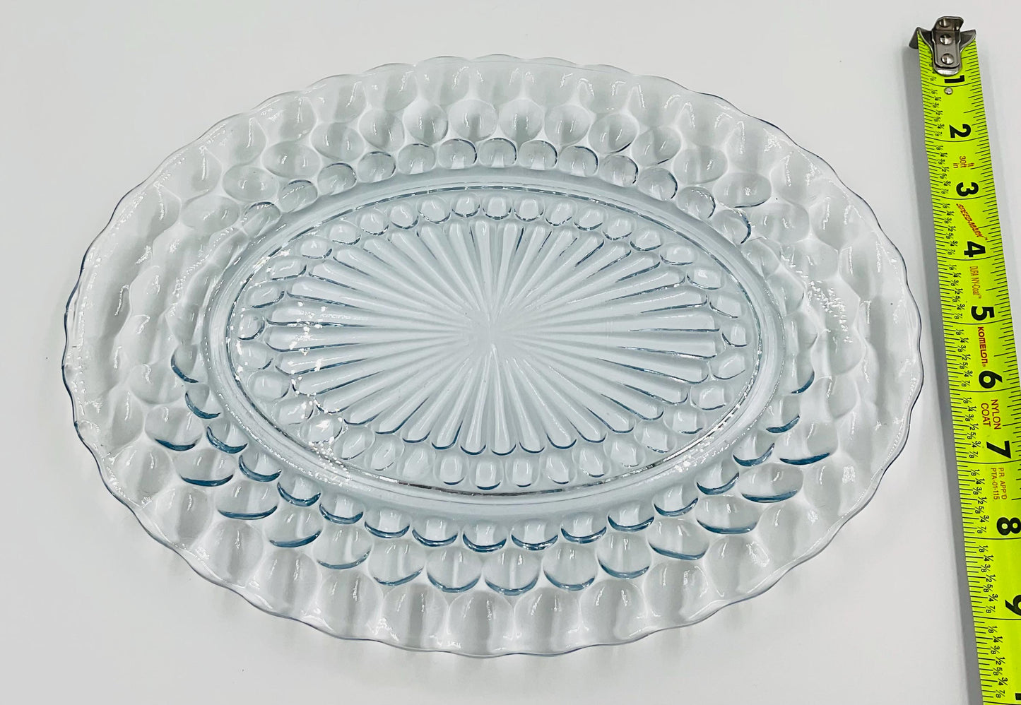 Vintage Anchor Hocking Sapphire Blue Bubble Glass Oval Serving Platter โ 1937 Depression Glass