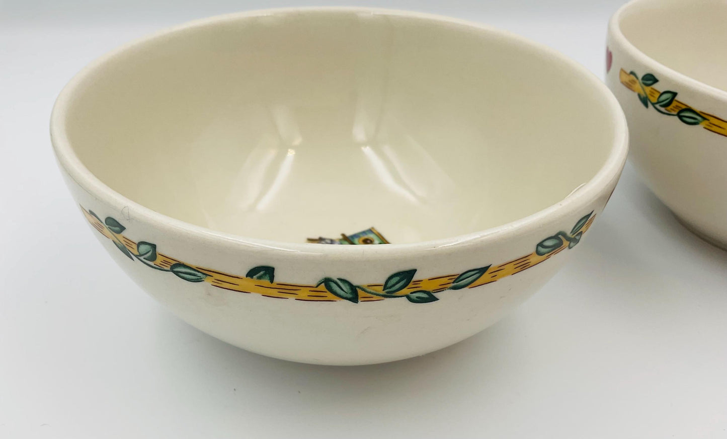 Vintage Thomson Pottery Birdhouse Cereal Bowls