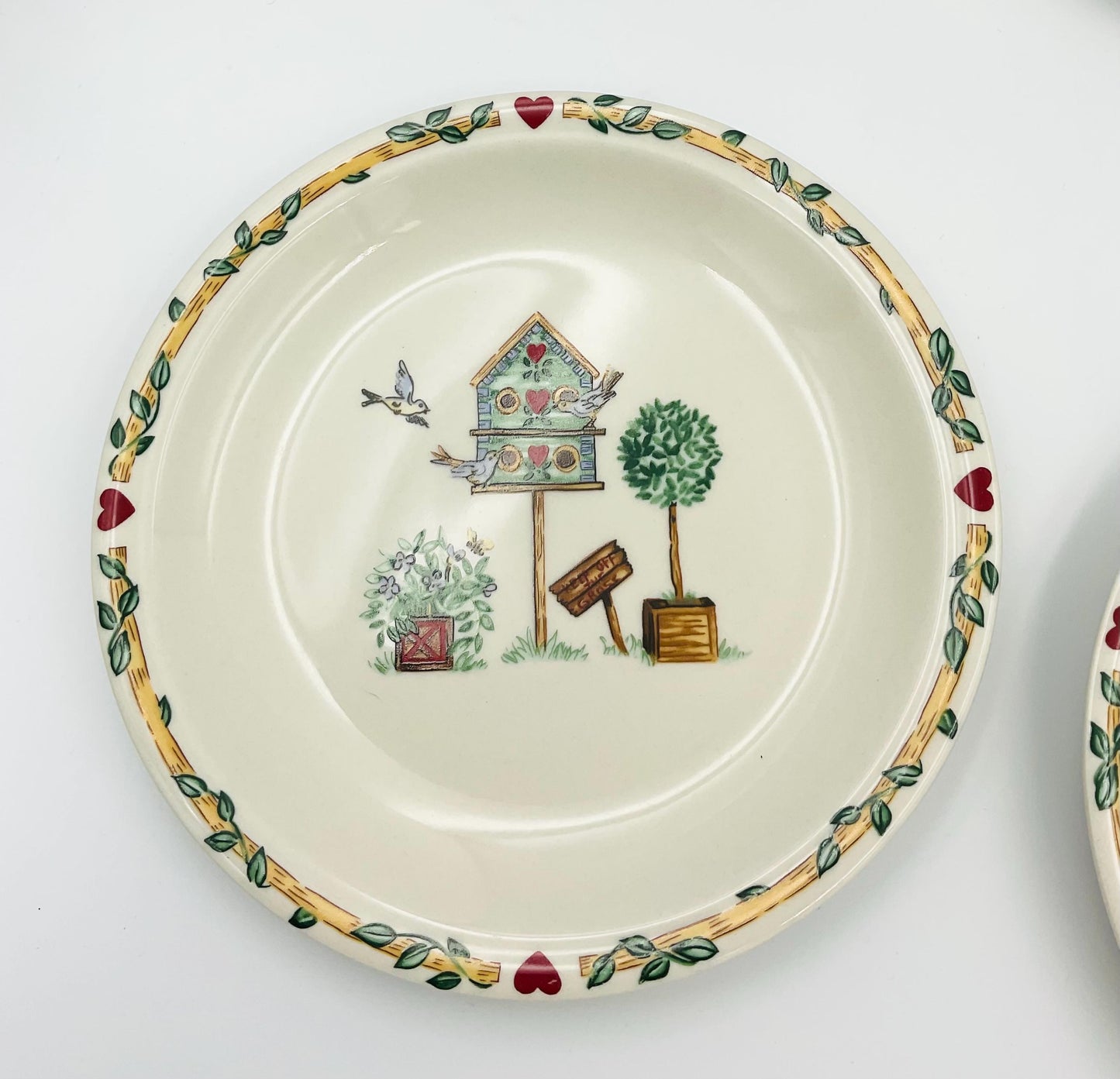 Vintage Thomson Pottery Birdhouse Salad Plates