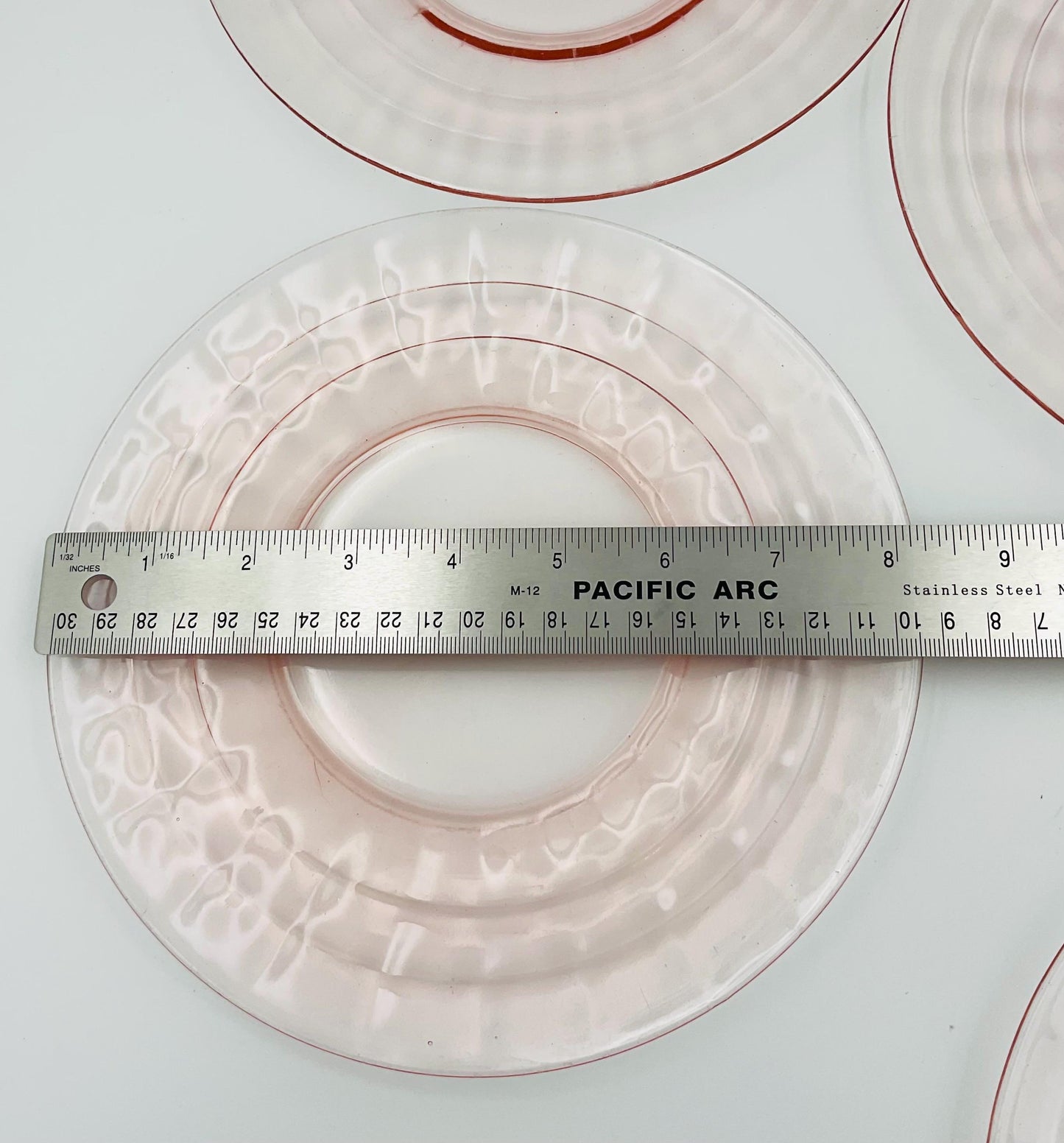 Vintage Anchor Hocking Pink Depression Glass, Block Optic Pattern Salad Plate