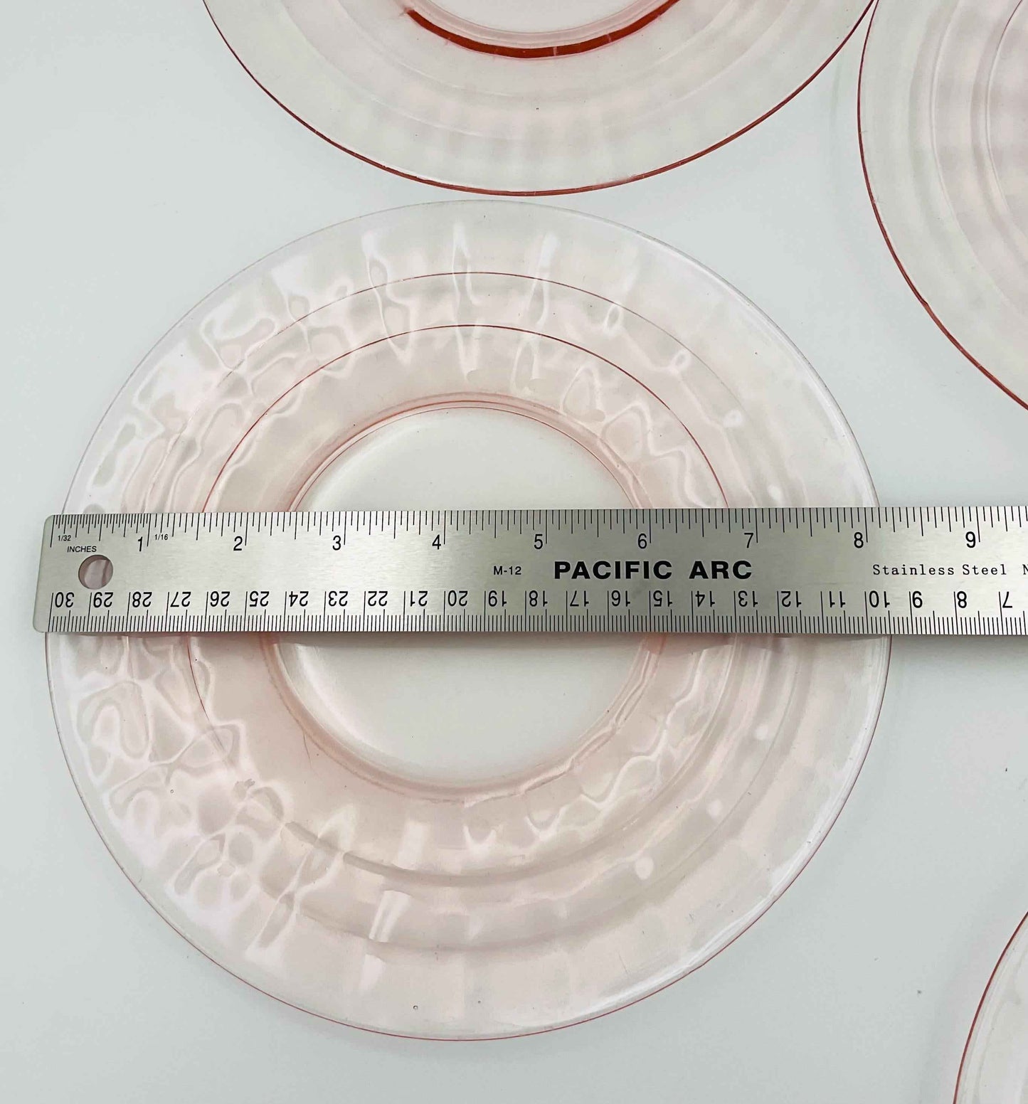 Anchor Hocking Pink, Block Optic Pattern Salad Plate - Set of 4