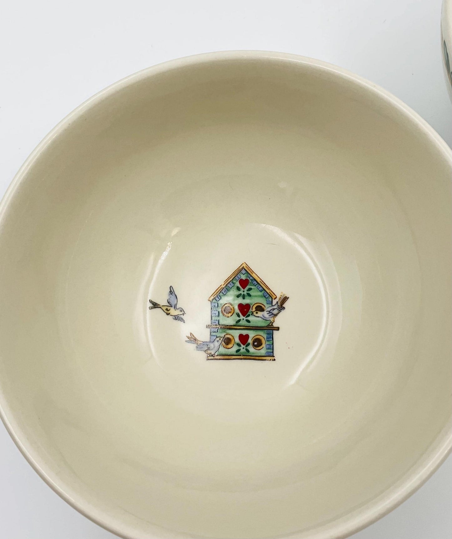 Vintage Thomson Pottery Birdhouse Cereal Bowls