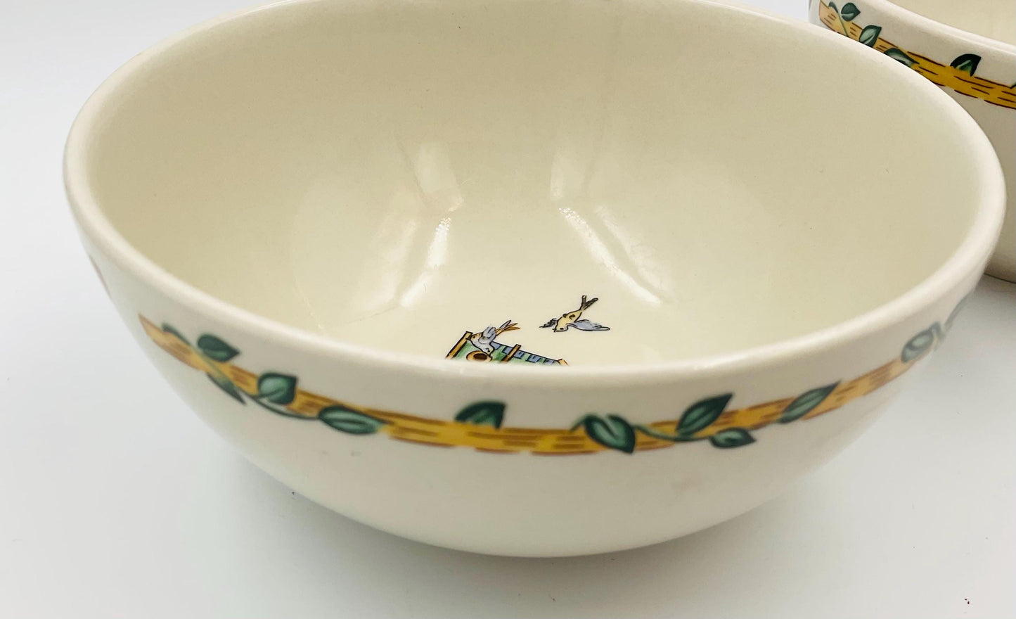 Vintage Thomson Pottery Birdhouse Cereal Bowls