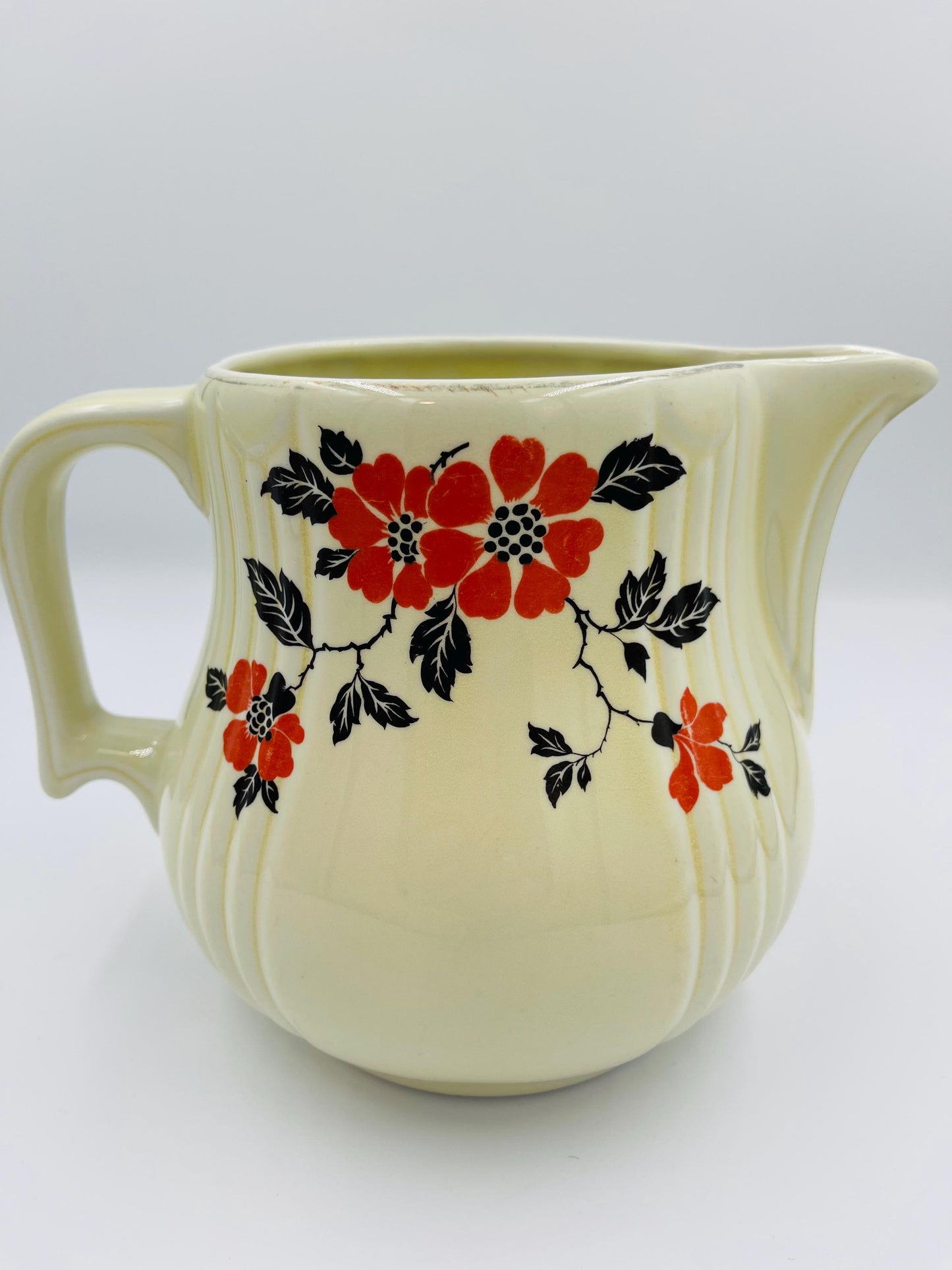 Vintage Hall’s Superior Quality Kitchenware Red Poppy Pattern Pitcher