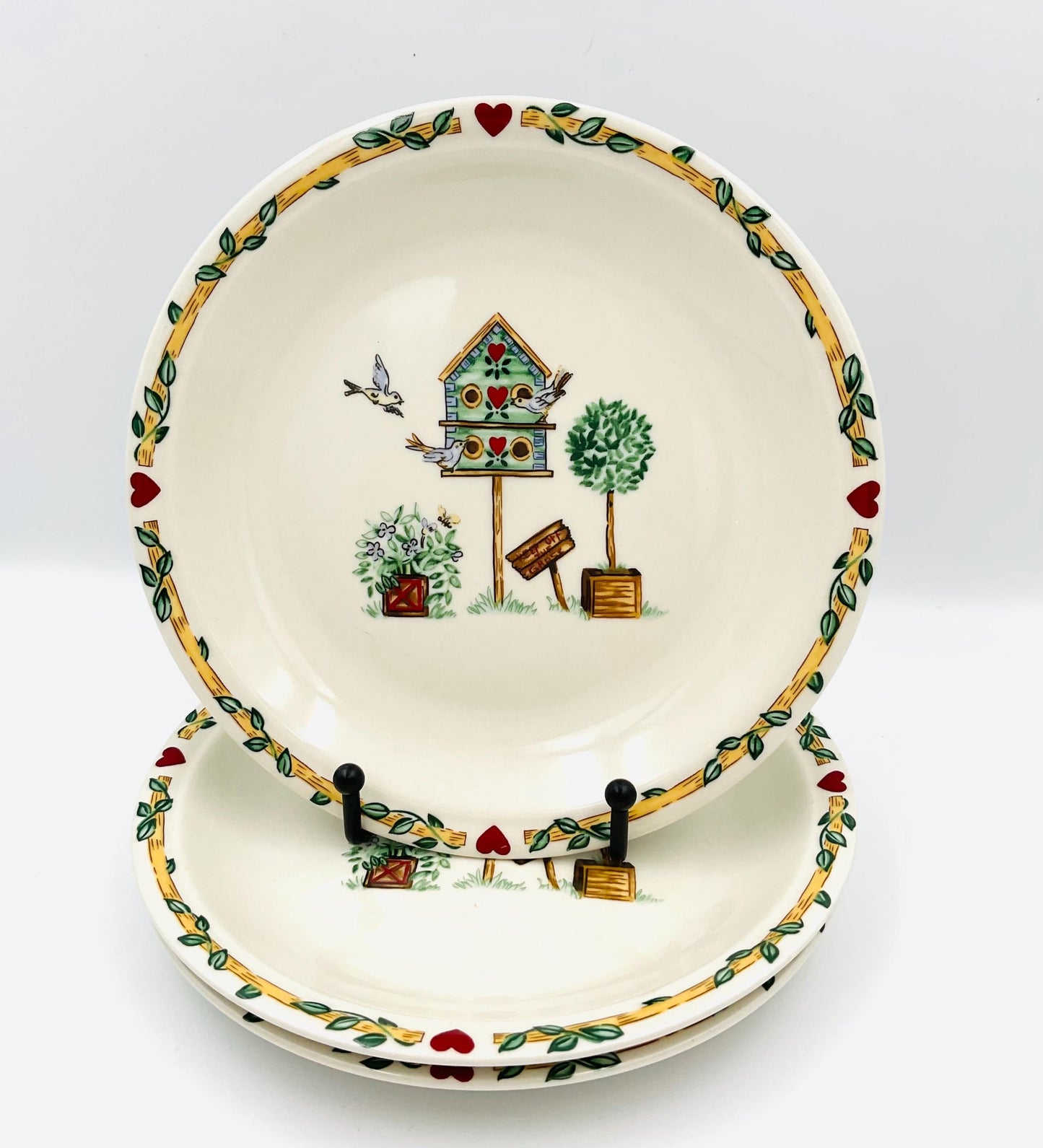 Vintage Thomson Pottery Birdhouse Salad Plates