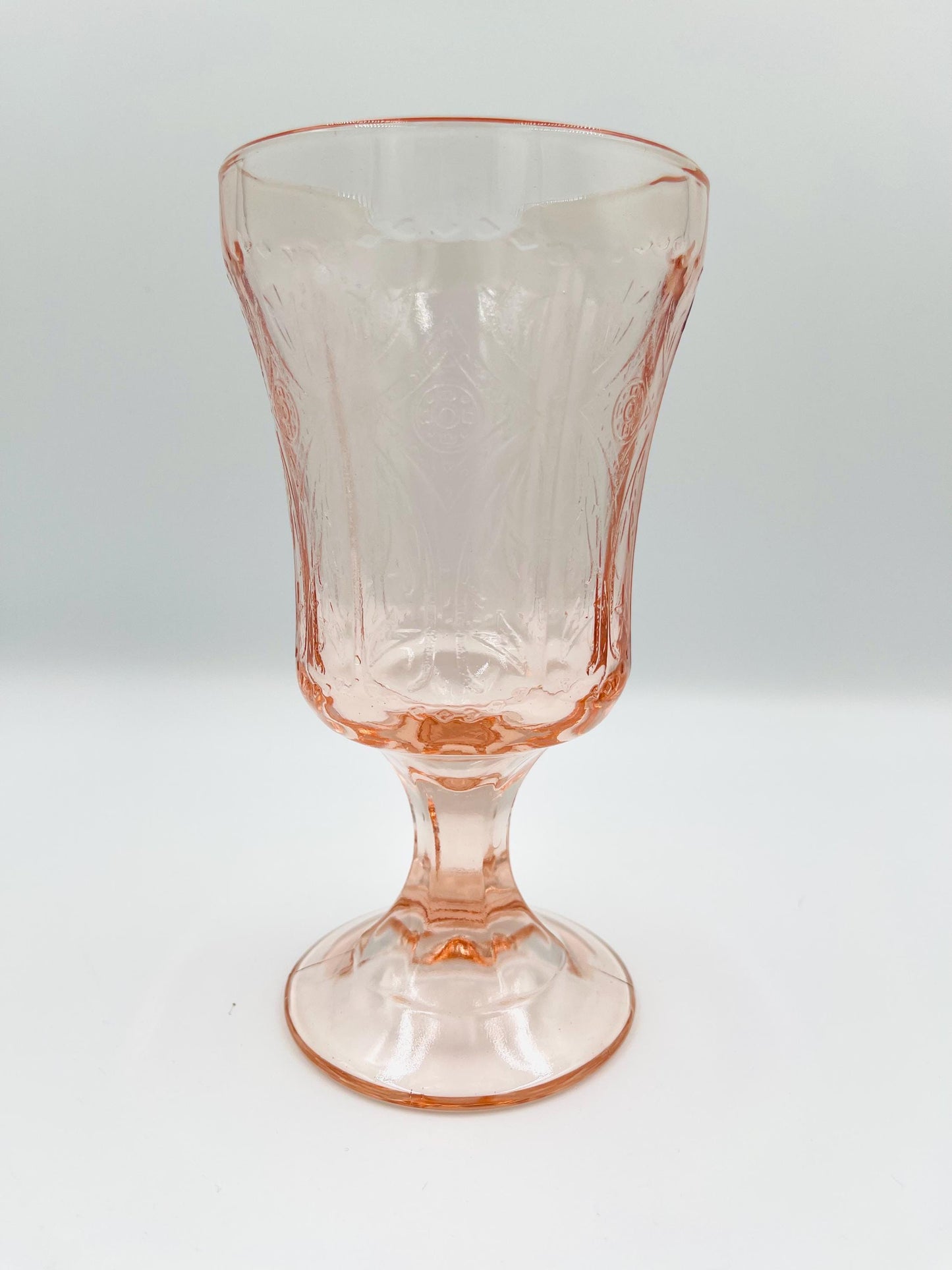 Vintage Indiana Glass Federal Recollection Pink Madrid Goblets