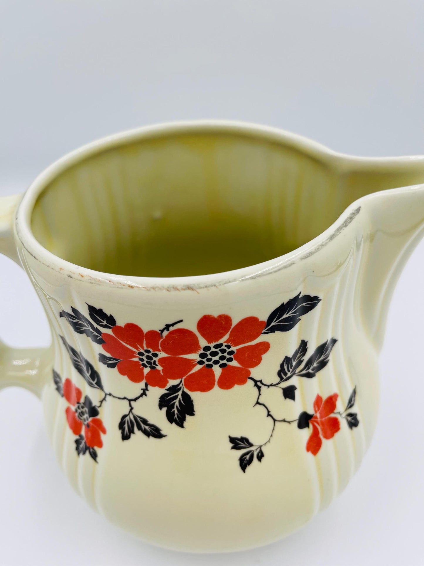 Vintage Hall’s Superior Quality Kitchenware Red Poppy Pattern Pitcher