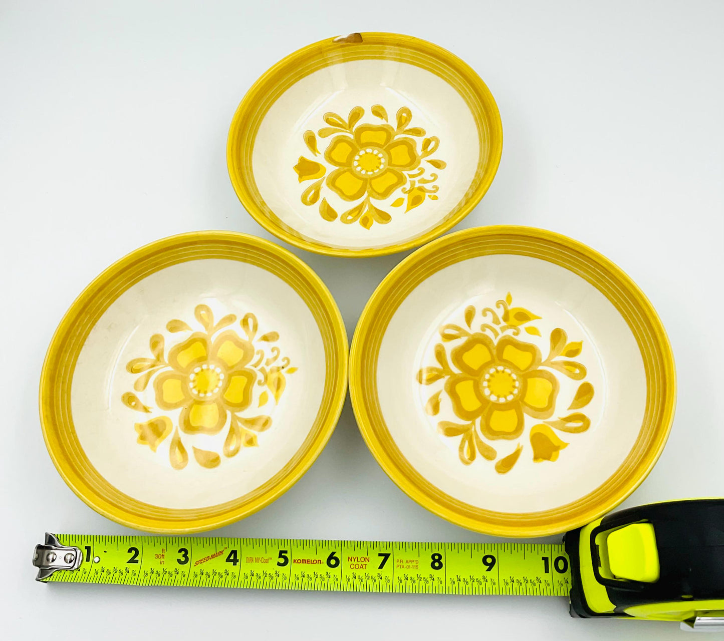 Set of 3 Vintage Royal China Ironstone Small Bowls in the Damsel Pattern.