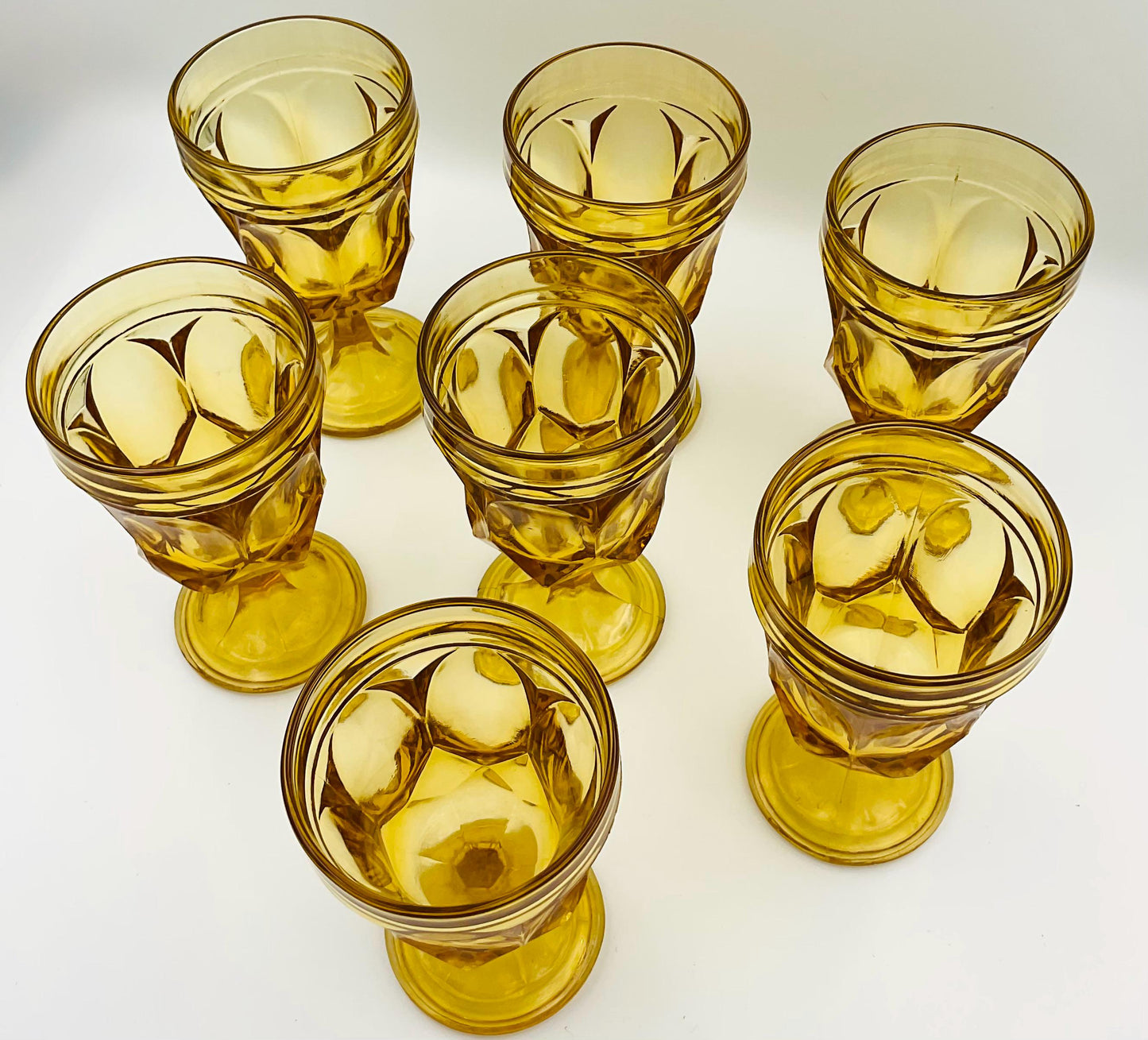 Vintage Anchor Hocking Fairfield Amber Footed Goblet