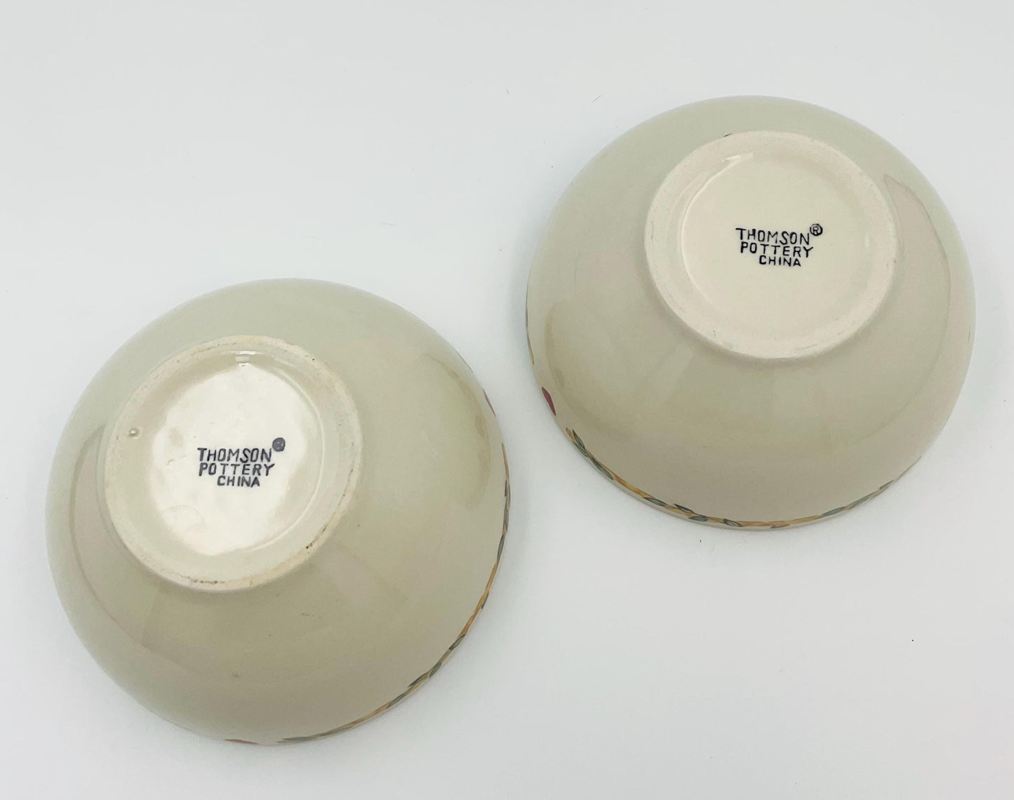 Vintage Thomson Pottery Birdhouse Cereal Bowls