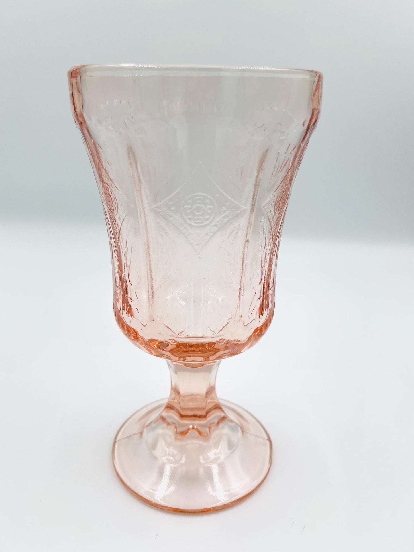 Vintage Indiana Glass Federal Recollection Pink Madrid Goblets