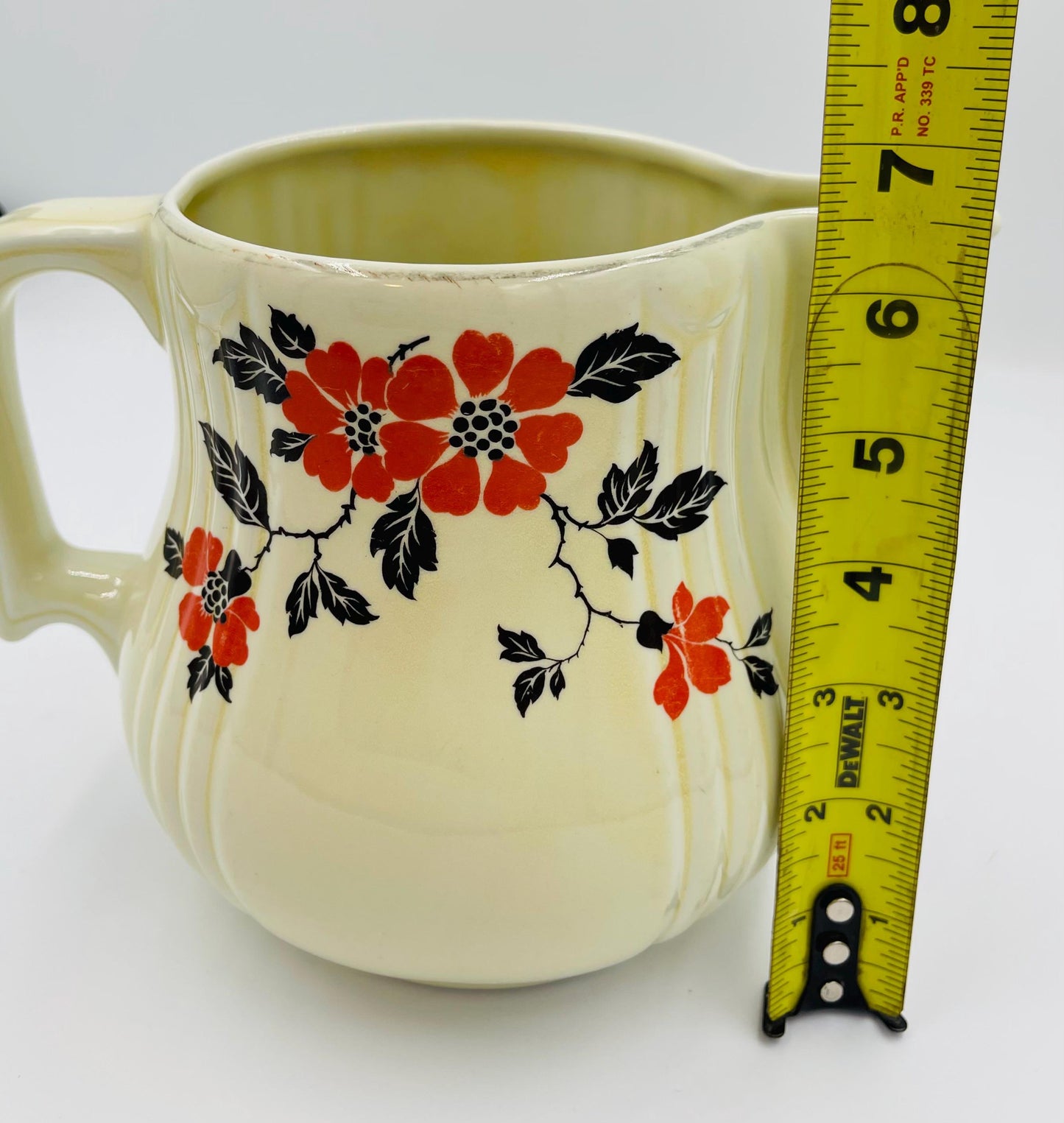 Vintage Hall’s Superior Quality Kitchenware Red Poppy Pattern Pitcher