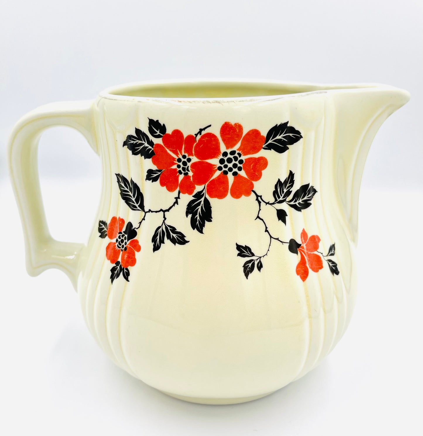 Vintage Hall’s Superior Quality Kitchenware Red Poppy Pattern Pitcher