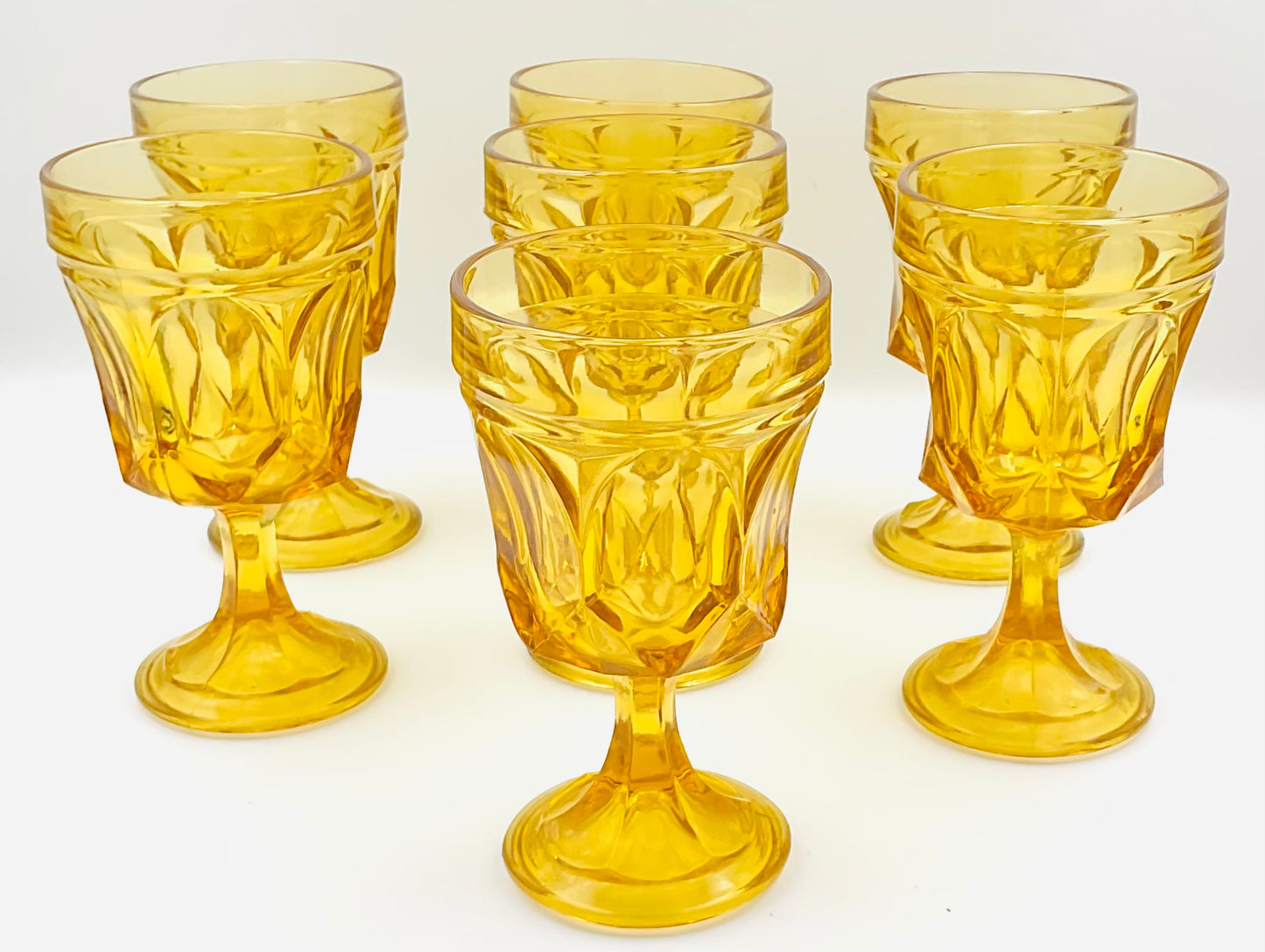 Vintage Anchor Hocking Fairfield Amber Footed Goblet