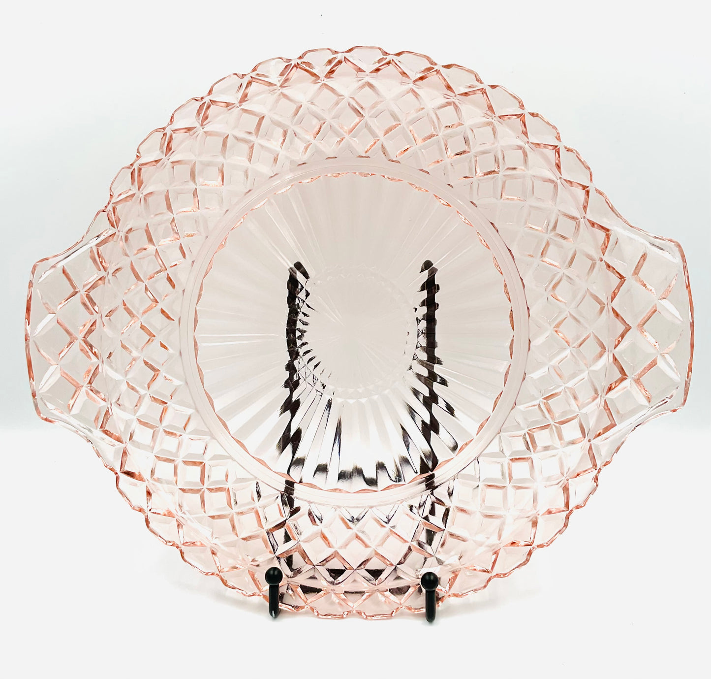 Vintage Anchor Hocking Waterford Waffle Pink Depression Glass Serving Plate