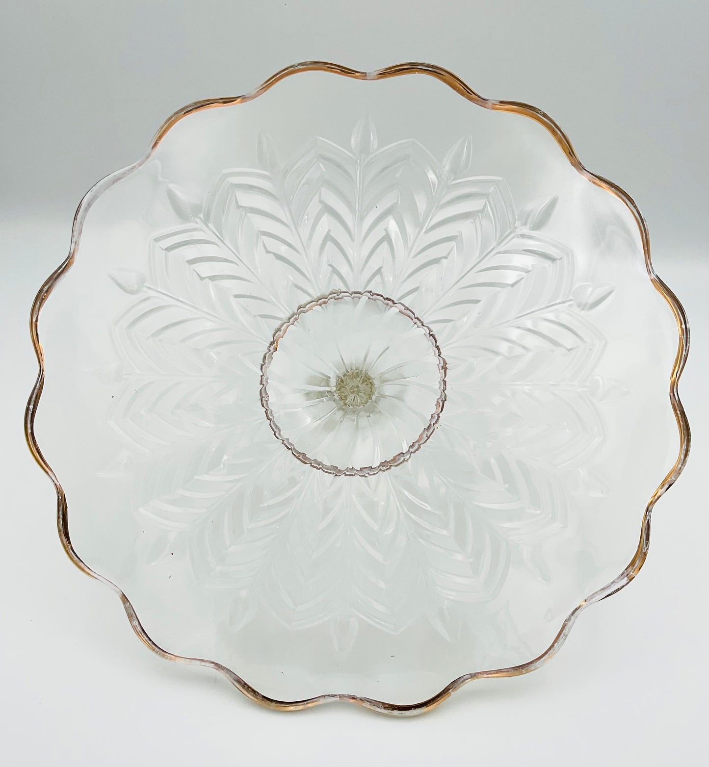 Vintage Jeannette Glass Feather Pattern Tidbit Tray