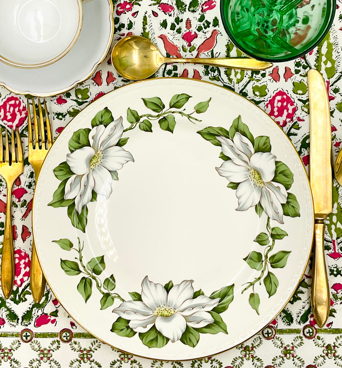 Vintage Homer Laughlin Eggshell Georgian Dinner Plates in Cotillion Pattern - Set of 2