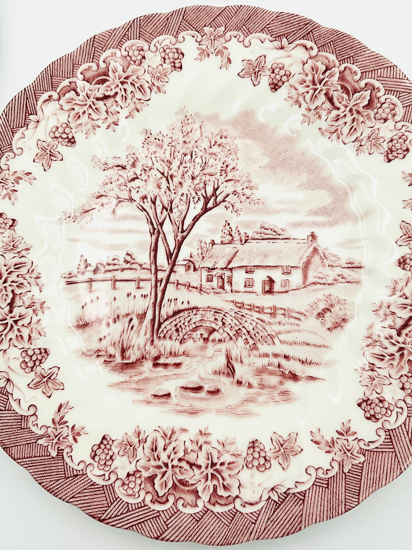 Vintage Queen's "Brook Pink" Queens Transferware Plates - Set of 5