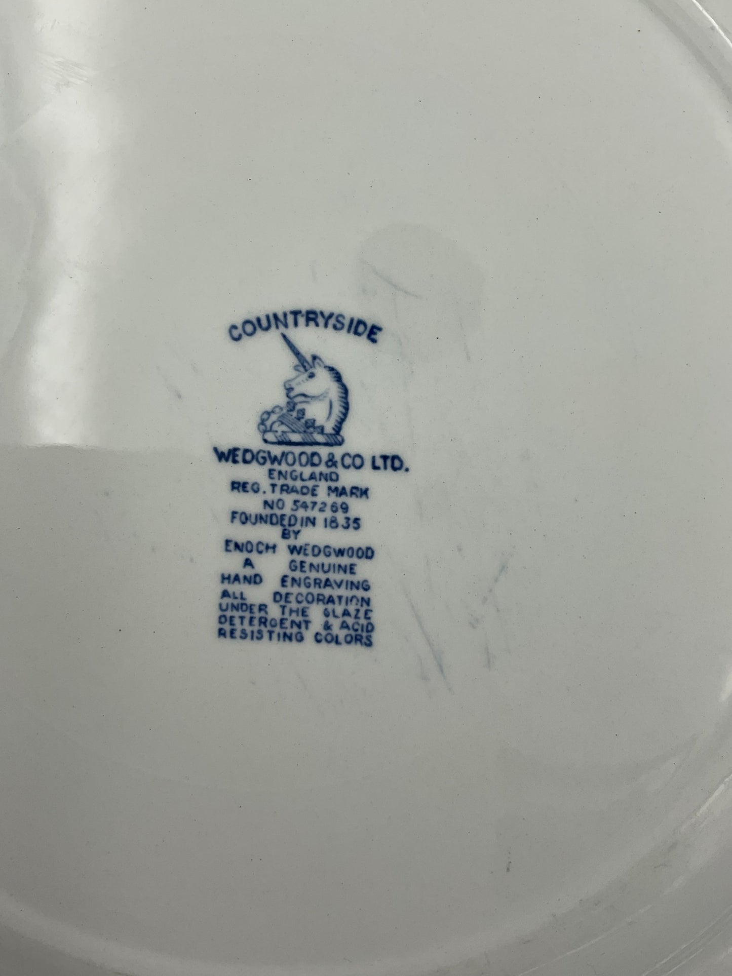 Vintage Wedgwood Countryside Blue Transferware Dinner Plates - Set of 6