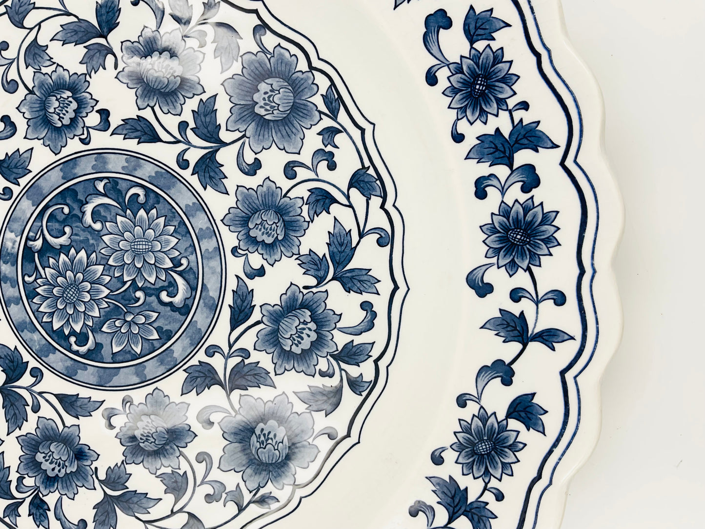 Vintage Chinese Blue & White Large Porcelain Serving Plate