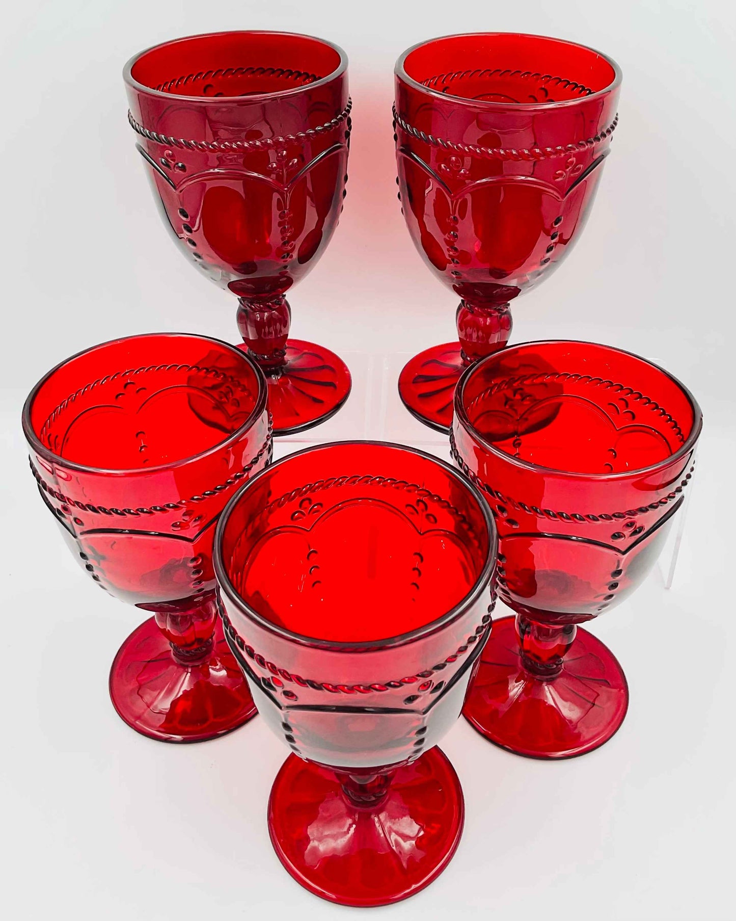 Princess House Marbella Ruby Pedestal Glasses - Set of 5