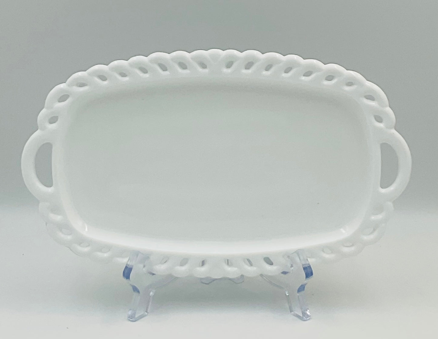 Vintage Indiana Glass Milk Glass Lace Edge Small Tray