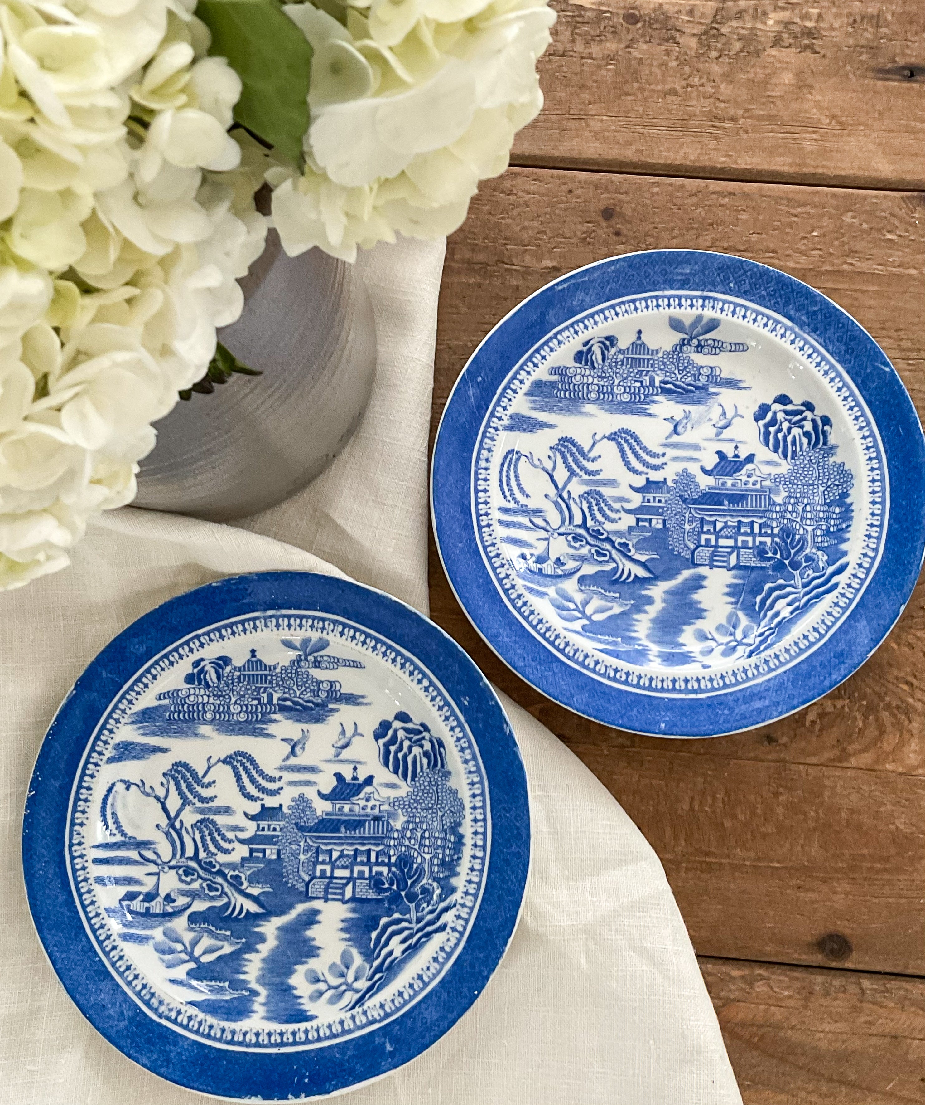 Antique Copeland Spode Mandarin Blue Transferware Plates Set of 2