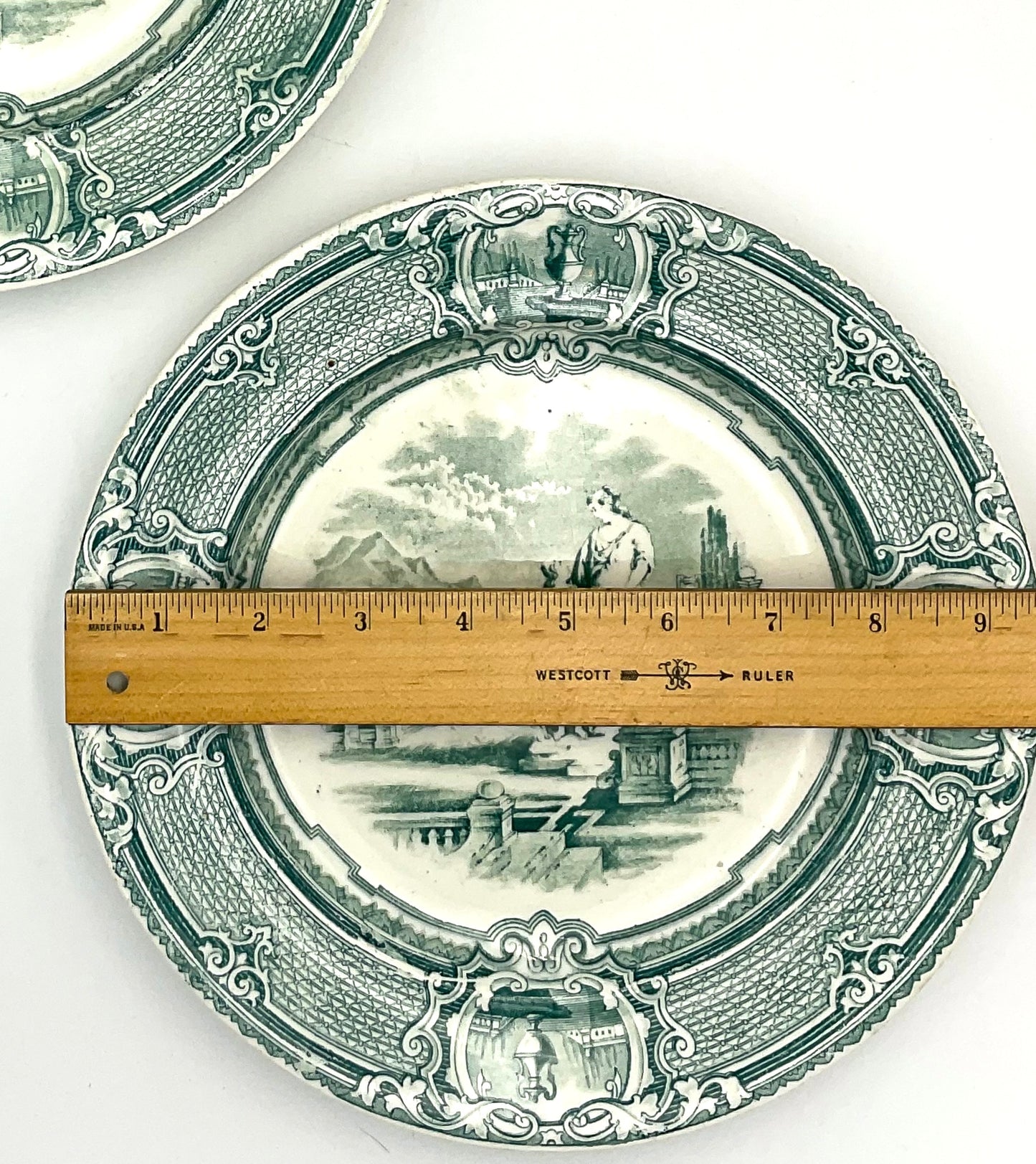 Antique Portuguese Green Transferware Plate – Fábrica de Loiça de Sacavém
