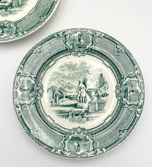 Antique Portuguese Green Transferware Plate – Fábrica de Loiça de Sacavém