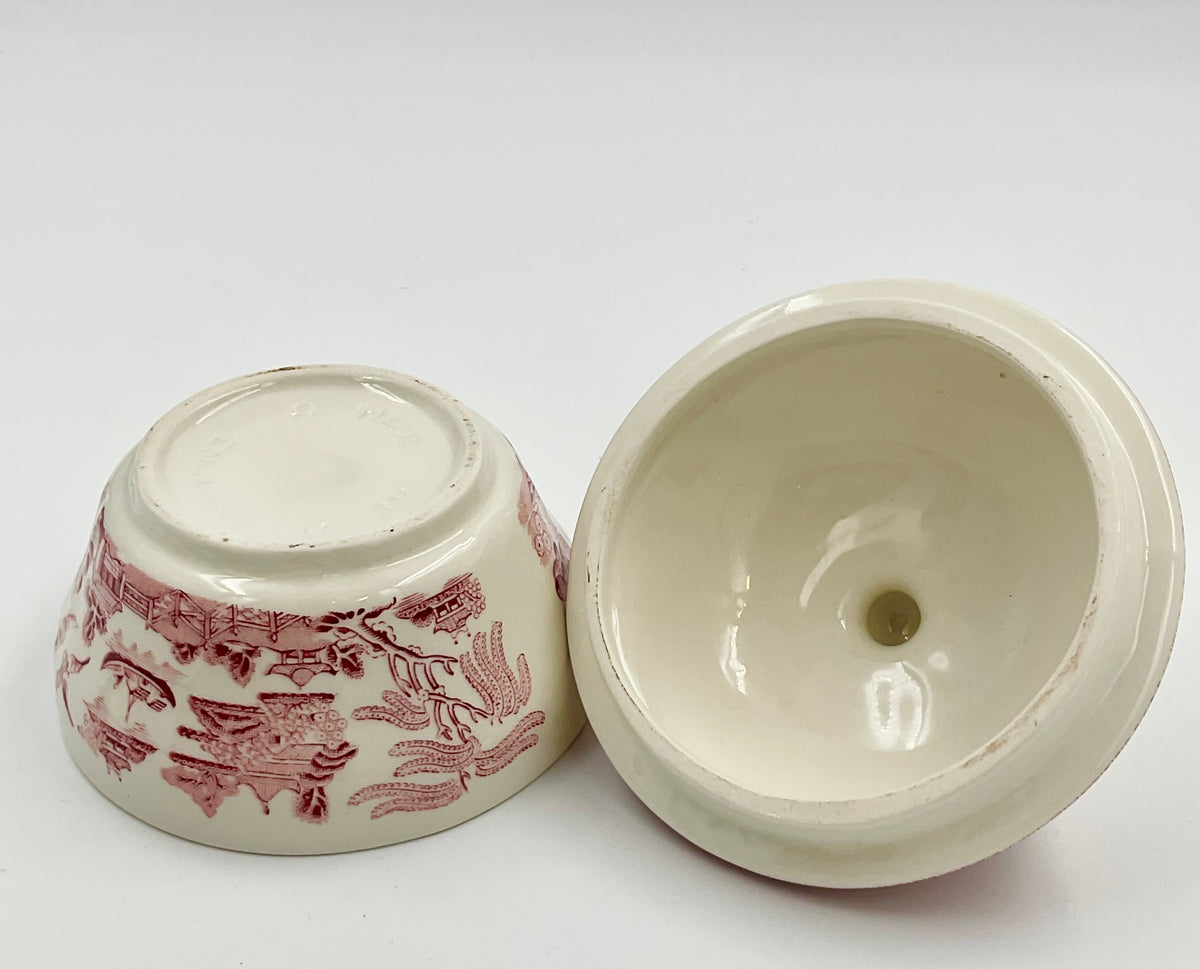 Vintage Churchill Willow Rosa Pink Covered Sugar Bowl
