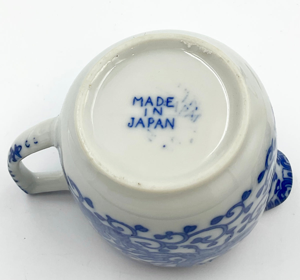Vintage Japanese Blue & White Phoenix Sugar Bowl & Creamer Set