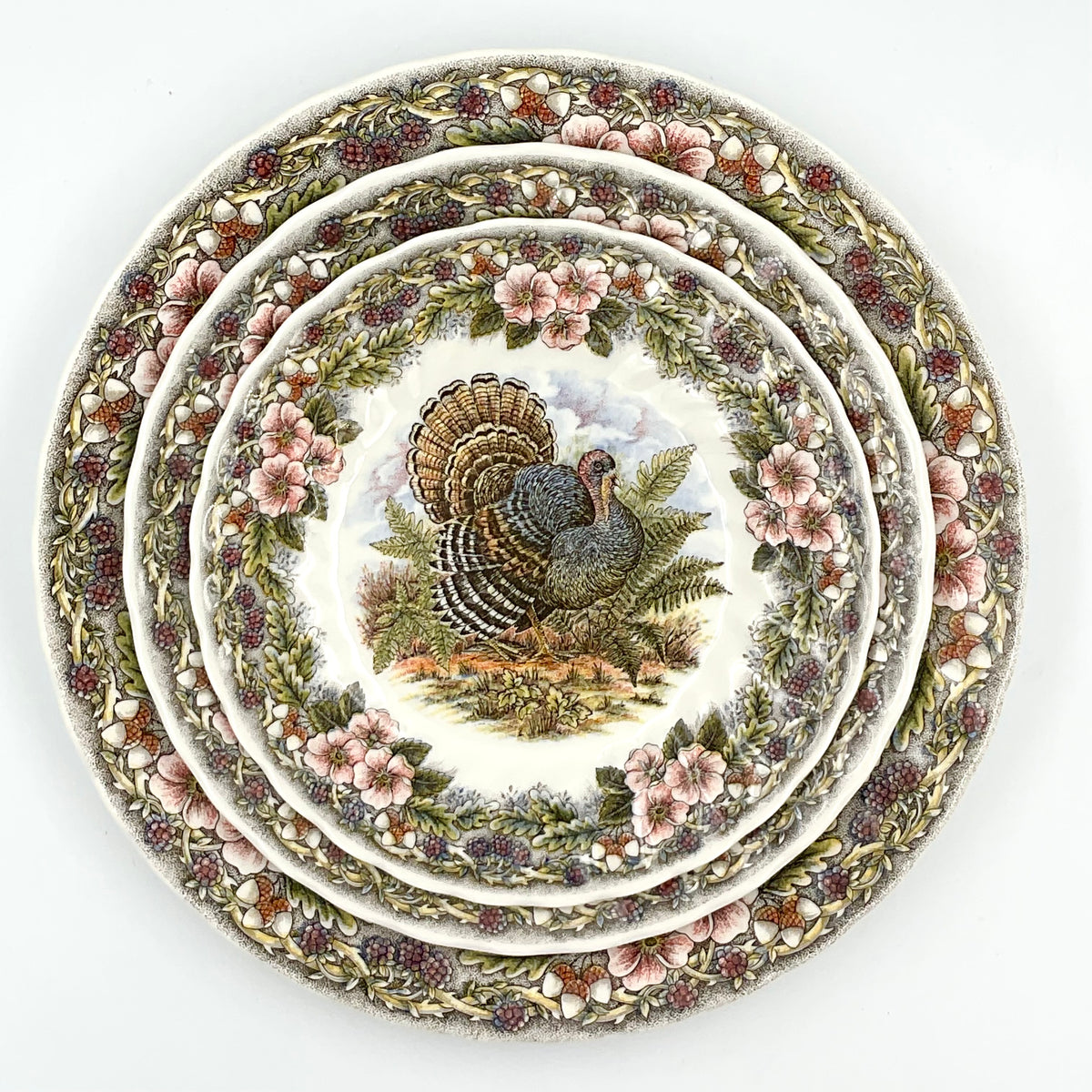 Vintage Churchill Thanksgiving Turkey 7-Inch Plates, Set of 4
