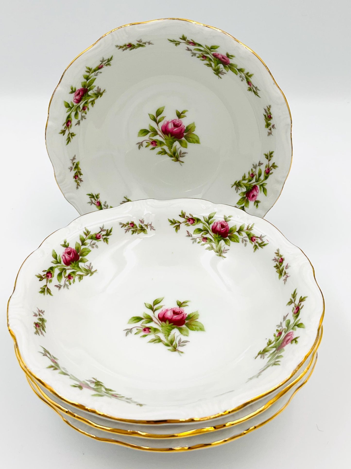 Vintage Johann Haviland Moss Rose Fine China Berry Bowls