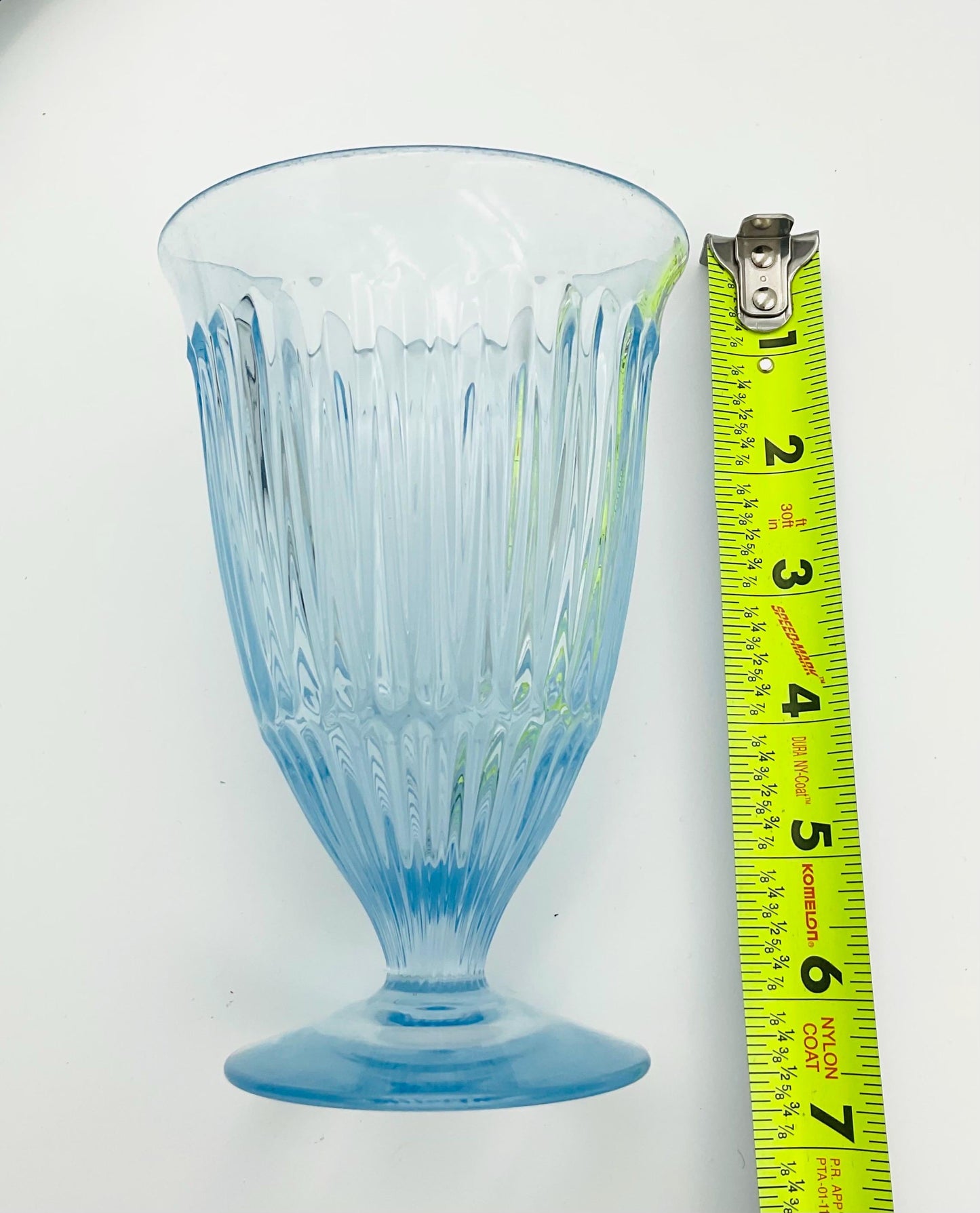 Vintage Light Blue Ribbed Goblets