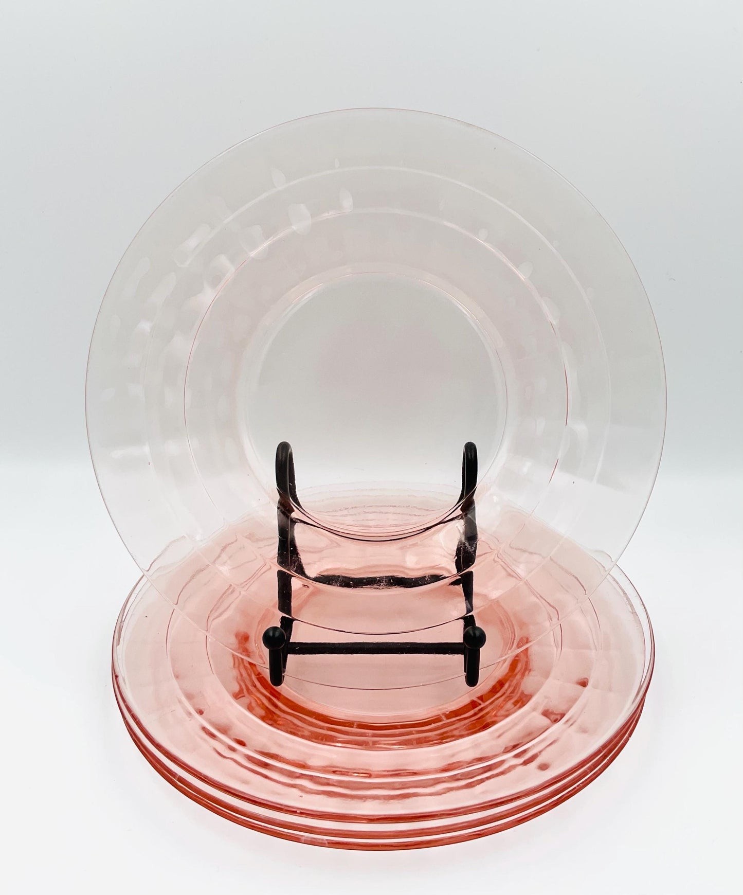 Vintage Anchor Hocking Pink Depression Glass, Block Optic Pattern Salad Plate