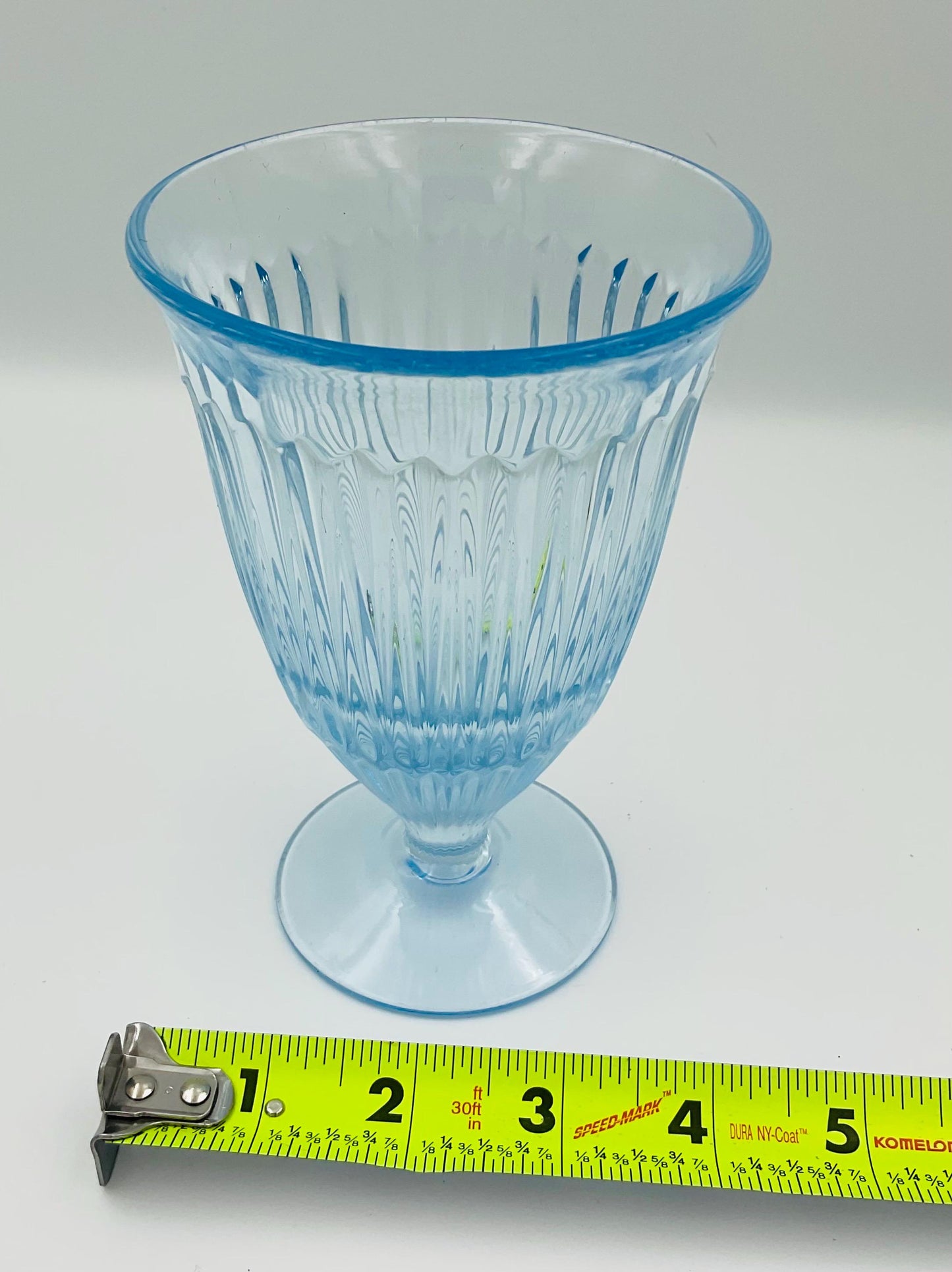 Vintage Light Blue Ribbed Goblets