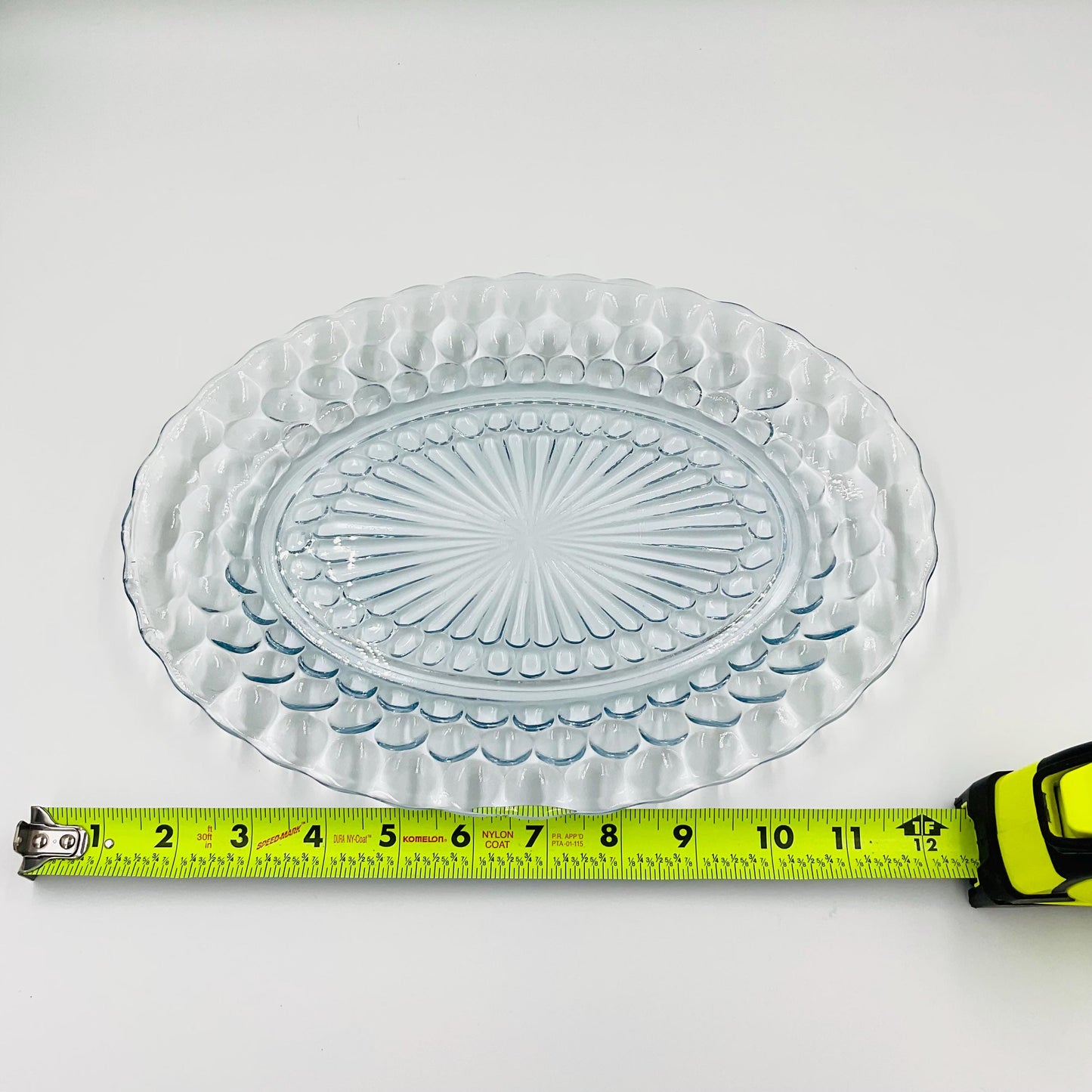 Vintage Anchor Hocking Blue Bubble Glass Oval Serving Platter